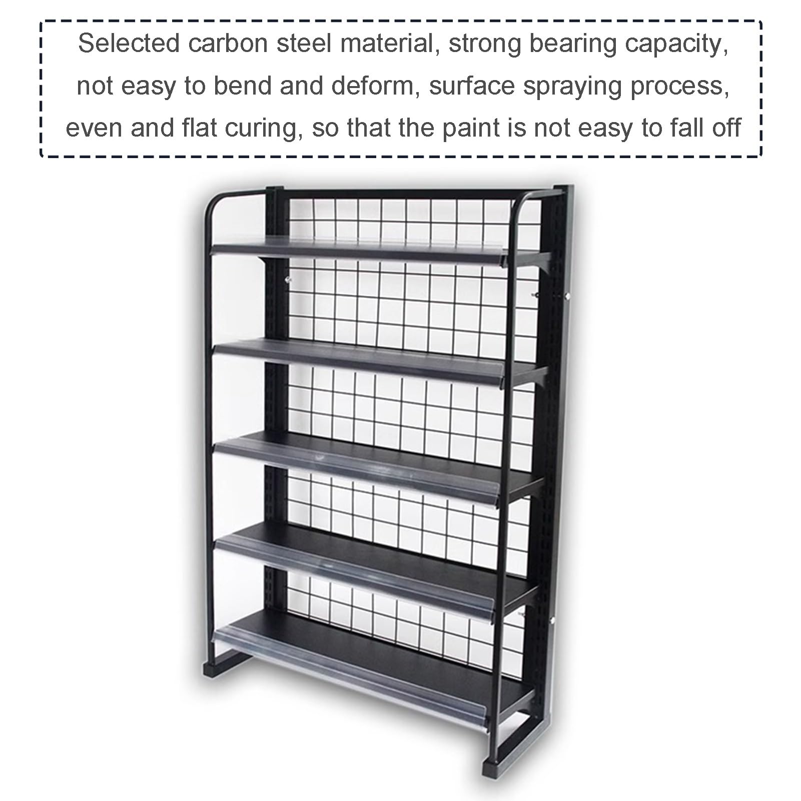 Générique Présentoir de Vente au détail à 4/5/6 Niveaux, Organisateur de collations avec Porte-étiquette, étagères de Rangement en Acier pour Bonbons, Chips, Boissons, Gomme à mâcher - Noir, 23,62" x