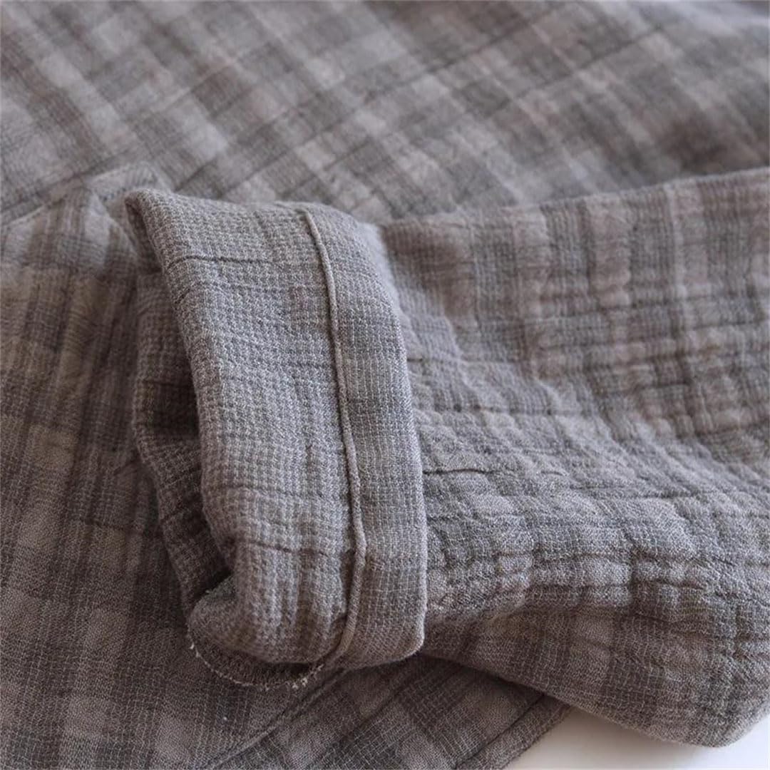 Conjunto de pijama de algodón de manga larga a cuadros para hombre y mujer, ropa de casa de dos piezas