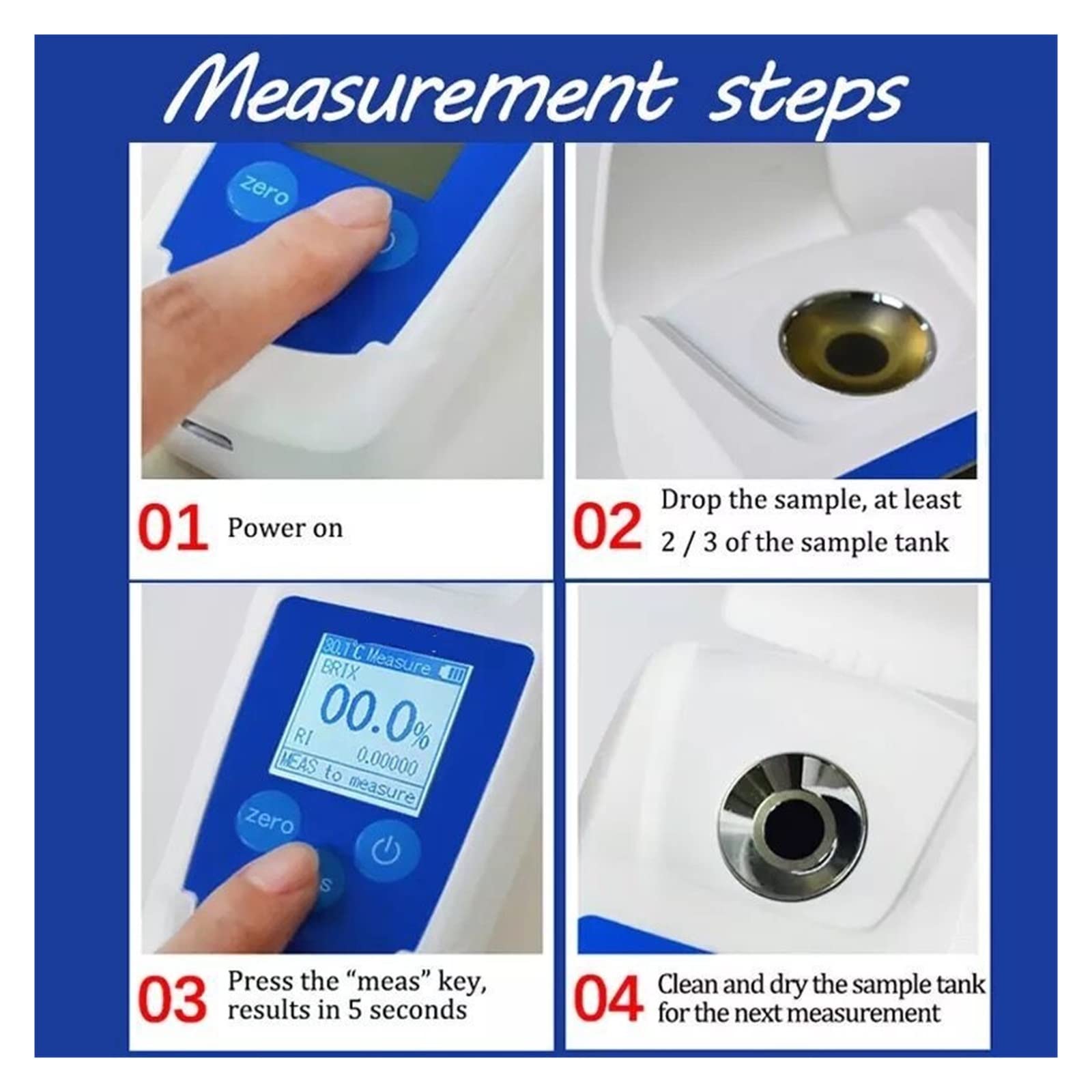 Refractómetro Brix, refractómetro medidor Brix, 32% 55% Autorrefractómetro Optometry Equipment Refractómetro de azúcar Hydrómetro for uvas Bebidas de frutas Bebidas Tipple Tes Tes para medir el conten