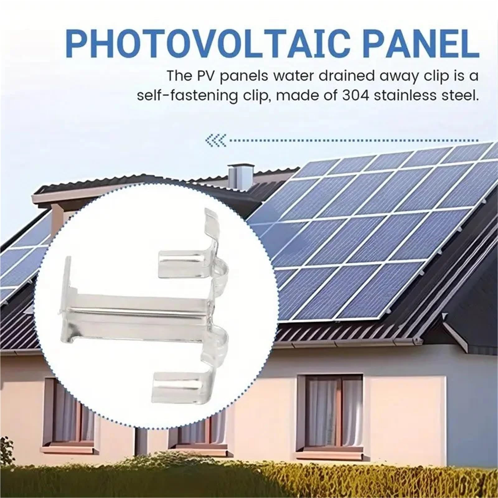 Staffe di montaggio per pannelli solari, clip di drenaggio per pannelli solari, 304, anti-polvere, guida per il flusso dell'acqua, compatibili con telai fotovoltaici da 30/35 mm (100 pezzi, 30 mm)