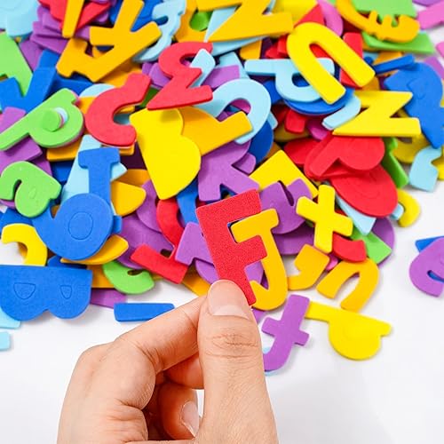 Miniatura 4 de AnyDesign 680 calcomanías coloridas de espuma de letras y números, autoadhesivas, calcomanías decorativas para manualidades, tarjetas de