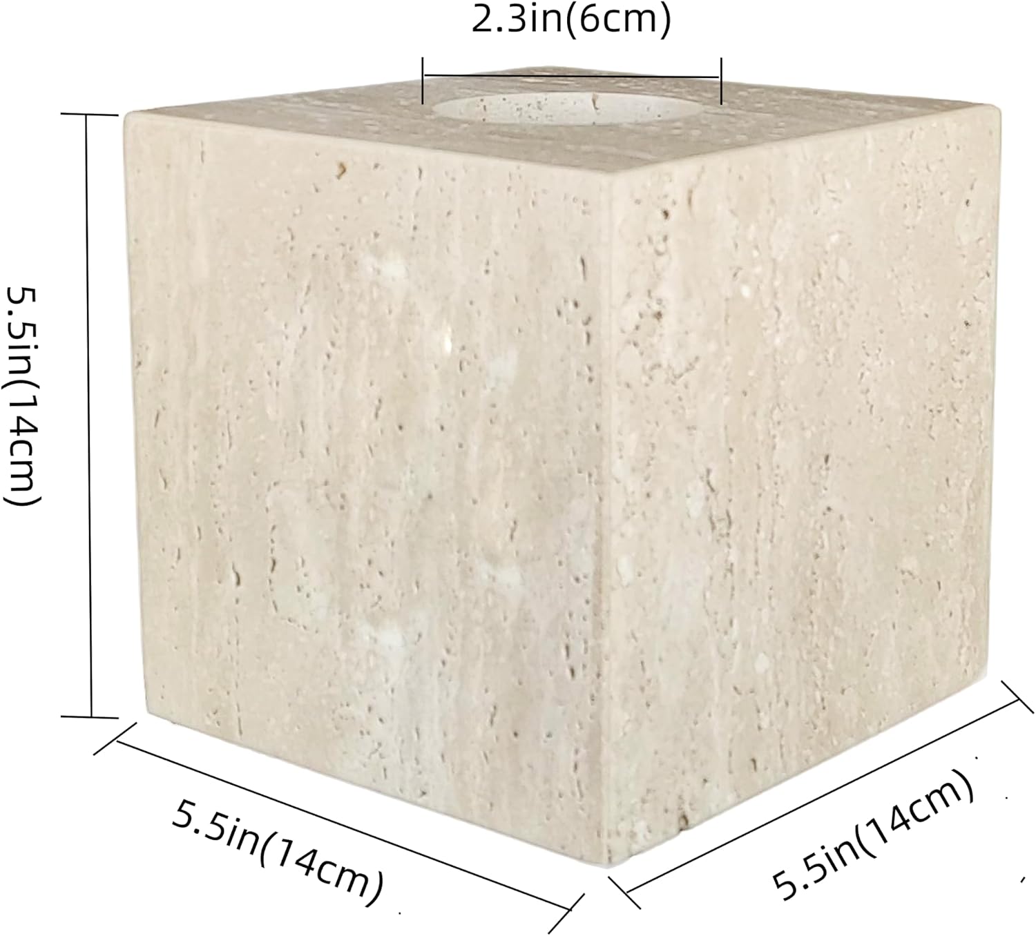 Natural Travertine Marble Tissue Box Cover, Stone Square Pumping Paper, Roll Toilet Paper Holder for Living Room, Bathroom, Kitchen and Home Decor