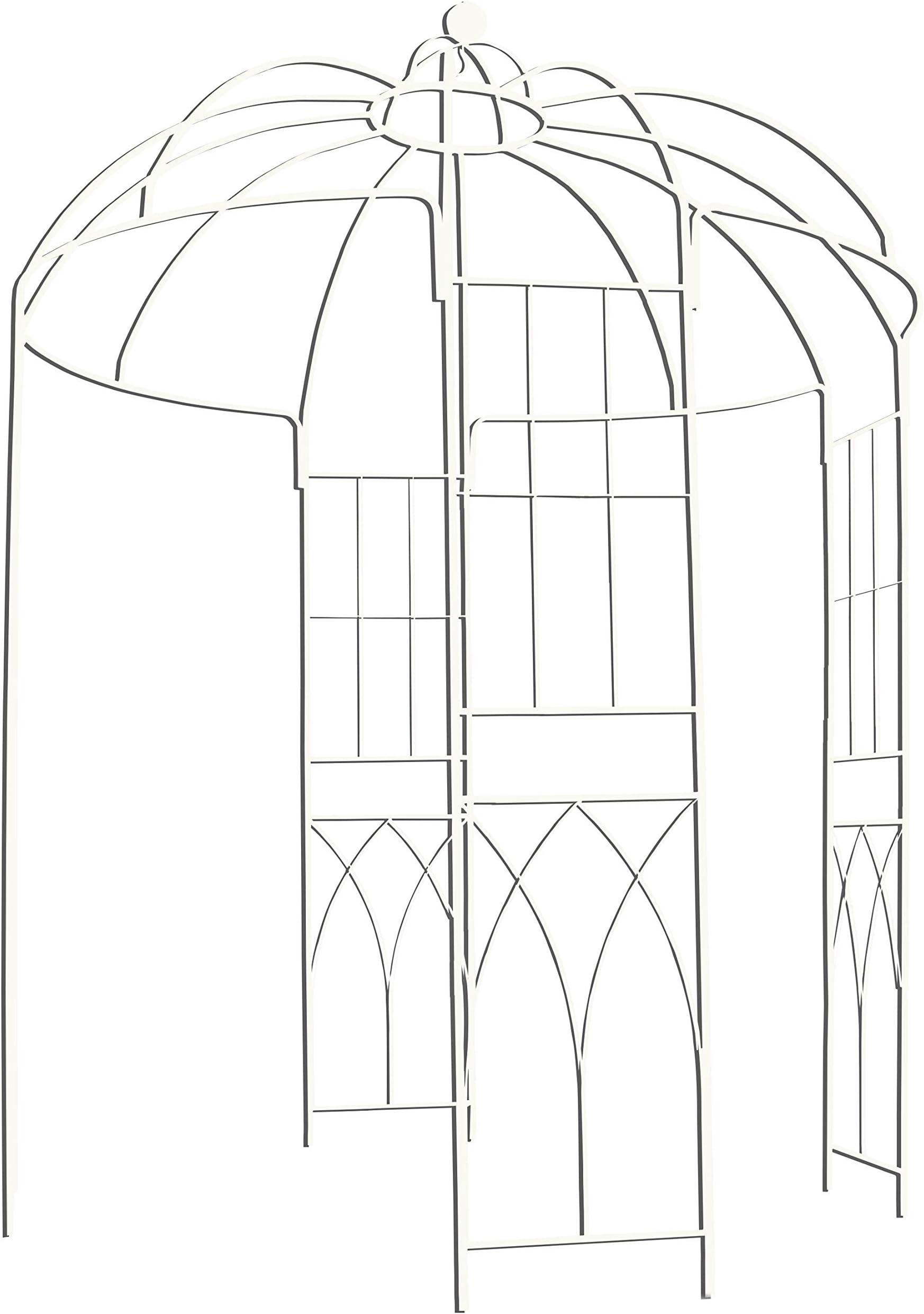 OUTOUR® French Style 4-Sided Birdcage Shape Metal Gazebo Pergola Pavilion Arch Arbor Arbour Plants Stand Rack for Outdoor Garden Lawn Backyard Patio, Wedding, Climbing Vines, Roses, Flowers, White