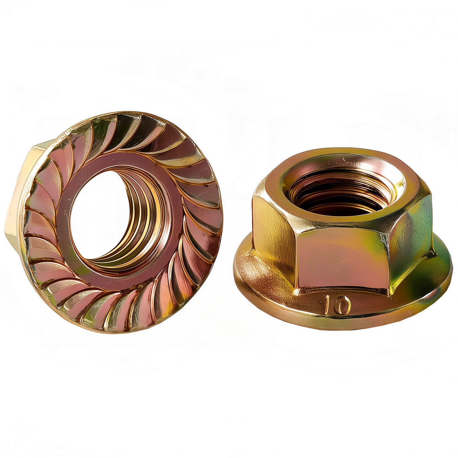 YIIFLY M14-2mm Metric Serrated Flange Lock Nuts, Grade 10.9 Color Zinc Plated Alloy Steel, Heat Treated, 8PCS