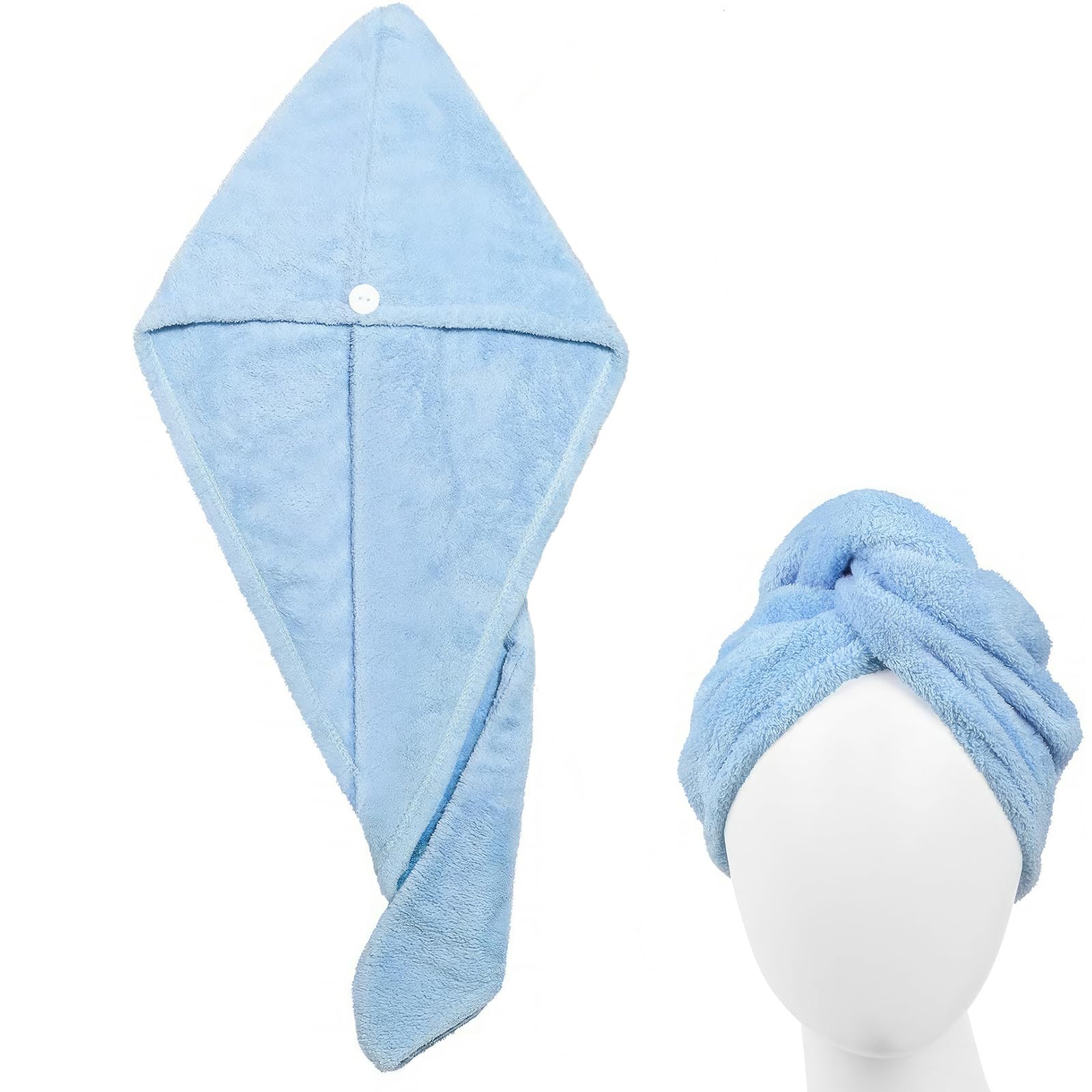 ZXCHOME 1 pcs Toallas para Secar El Pelo, Gorro de Pelo Seco para Mujeres, Cabello Turbante de Secado rápido Coral Fleece con Botón del Abrigo, para SPA, Maquillaje