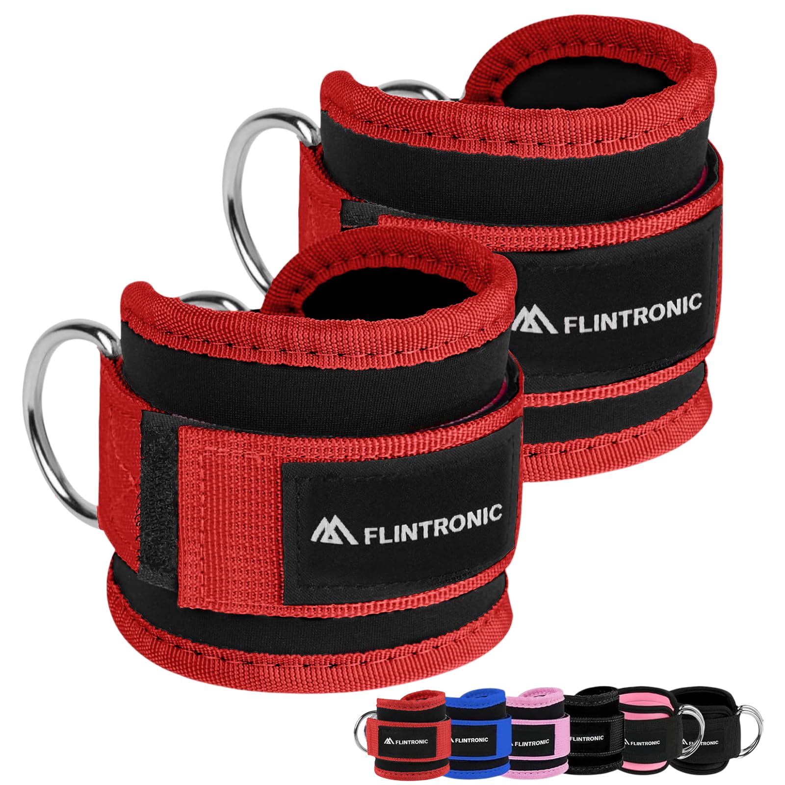 Flintronic Fußschlaufen Kabelzug mit D-Ringen, Fußschlaufen für Fitness Training, Fußmanschetten Kabelzug für Männer und Frauen Beinstrecker, Ankle Straps für Fitness Gesäßmuskeln und Beintraining