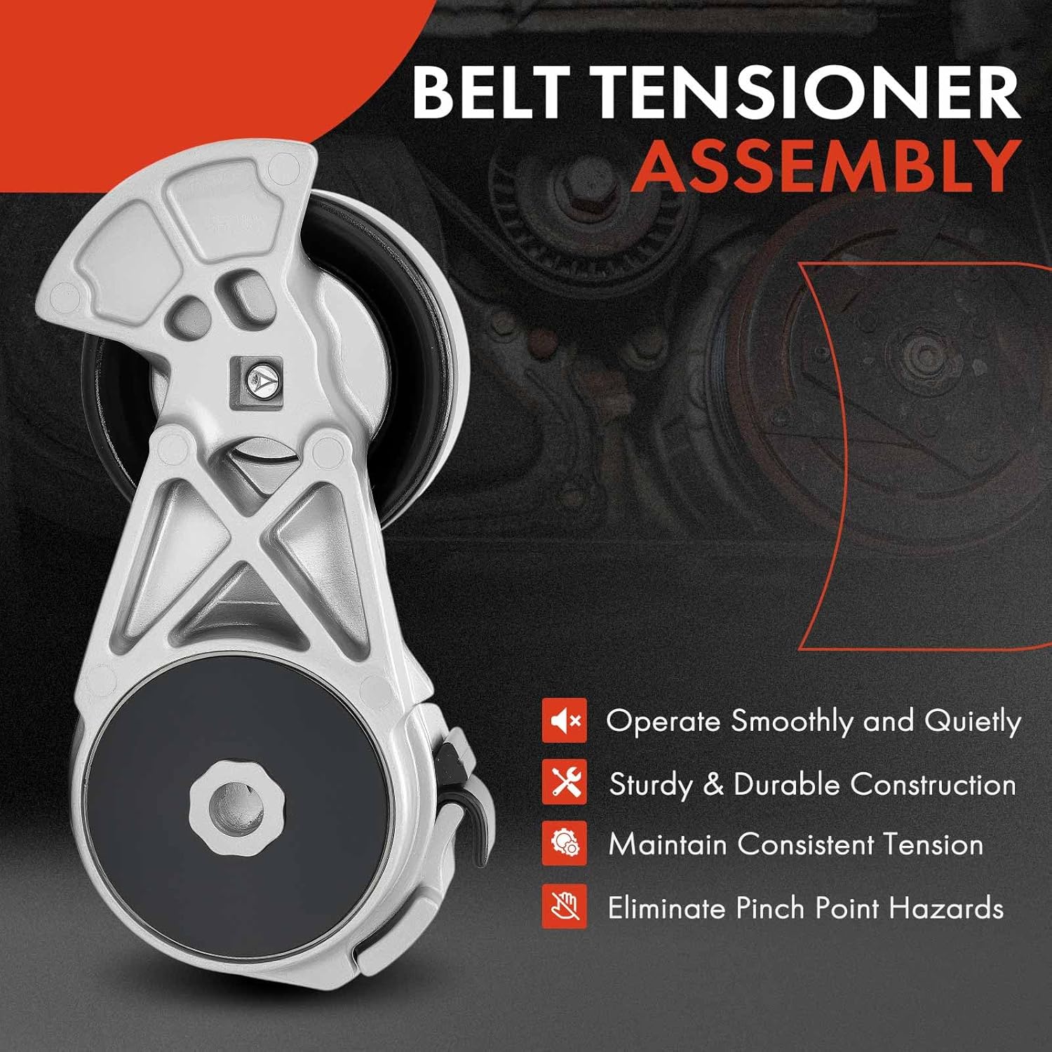 A-Premium Belt Tensioner Assembly with Pulley Compatible with Mercury Ford Mustang Crown Victoria Town Car Grand Marquis & Lincoln Town Car & Mercury Marauder Grand Marquis, Replace# 2W7Z6B209AA