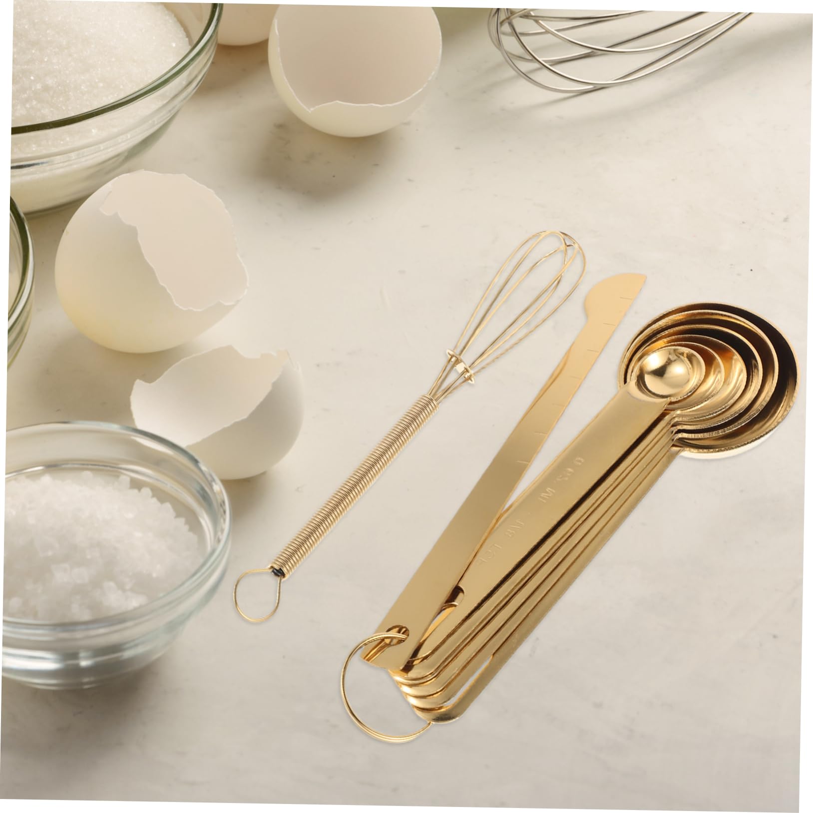 Cabilock 8 Pièces cuillère à mesurer en acier inoxydable Outils de cuisine tasses à mesurer de cuisine mesure en acier inoxydable cuillères soupe cuillères Doré