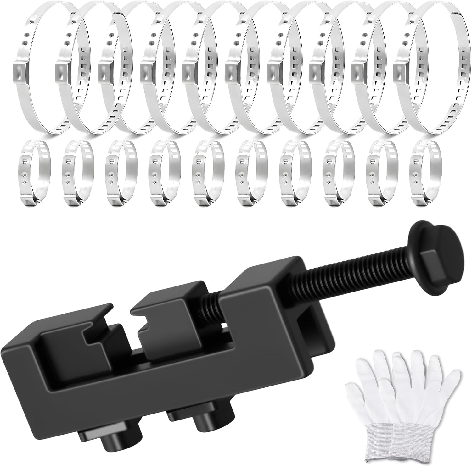 Axle Boot Clamp Tool, with 20 PCS 304 Stainless Steel Single Ear Hose Clamp, Drive Shaft CV Axle Boot Clamp Removal and Installation Tool