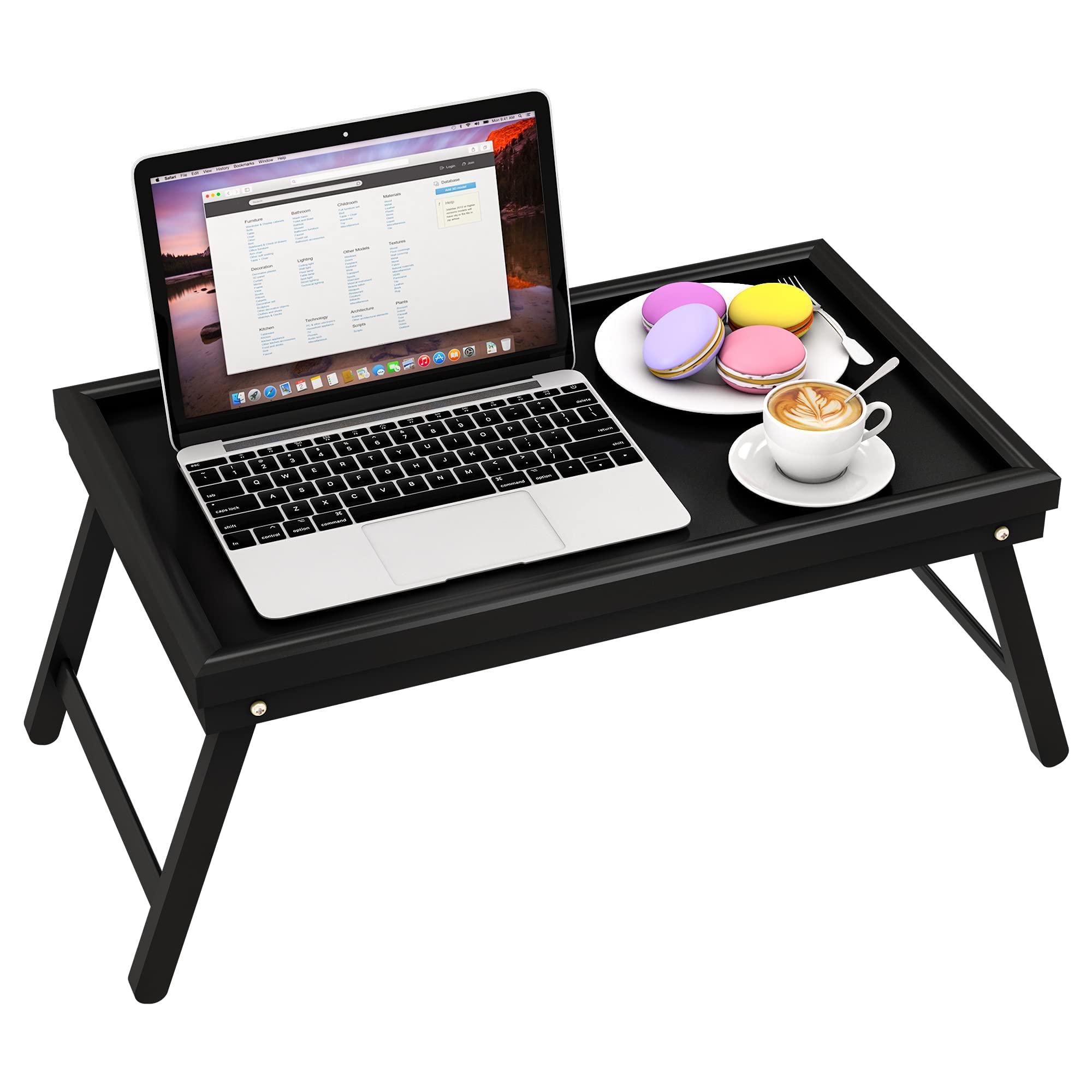 Plateau de Petit-déjeuner, Le Plateau de Petit-déjeuner est Parfait pour Le Petit-déjeuner au lit ou Le Plateau de dîner (Black)