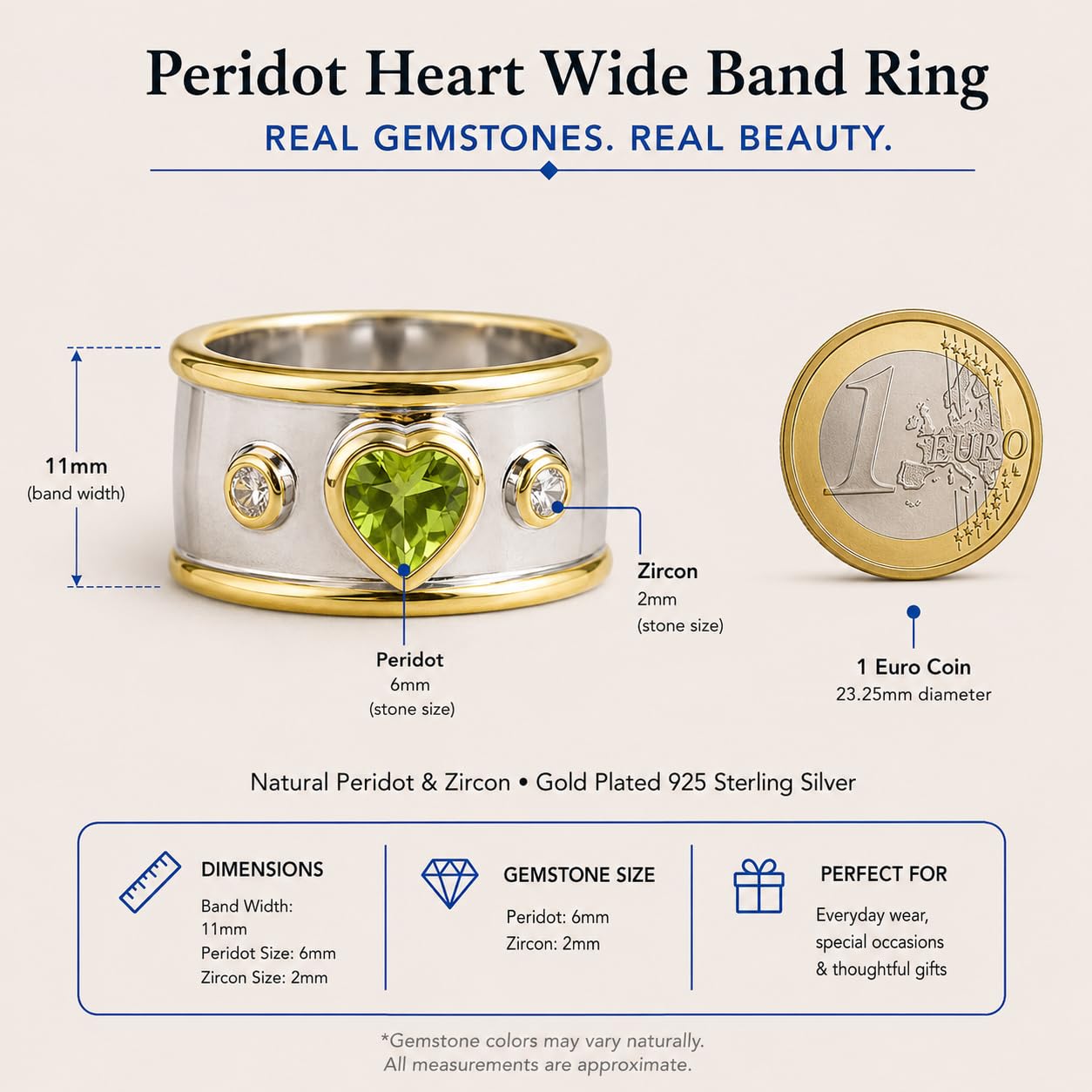 Anillo de plata de ley con peridoto y circonitas de metales mixtos