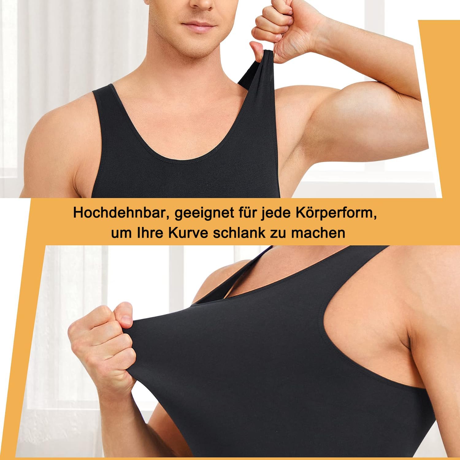 Gotoly Compressione Uomo Shapewear Bodysuit Snellente Intimo Modellante Full Body Shaper con Pantaloncini da Gamba Dimagrante Fascia Pancia Fitness Canottiera