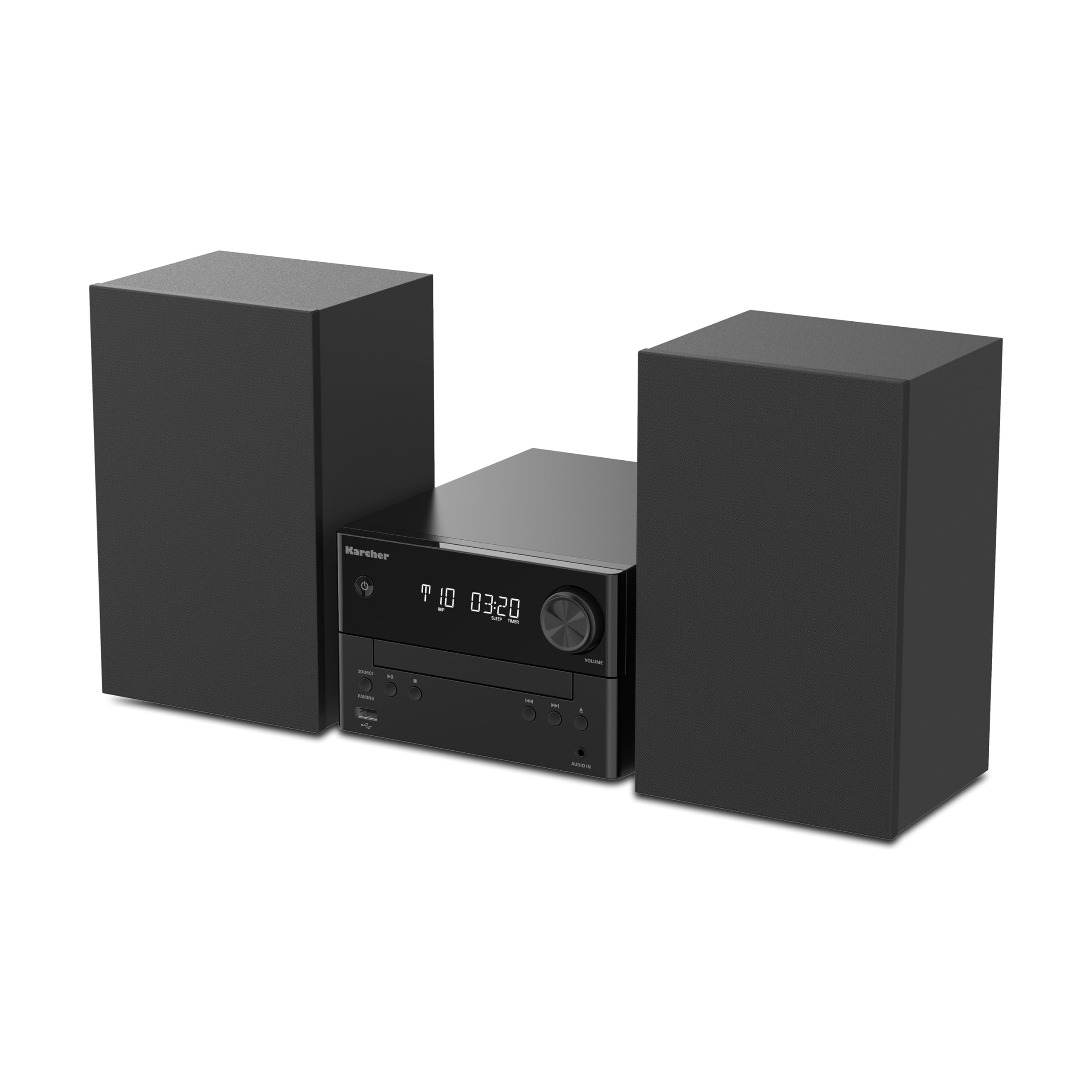 Karcher MC 6475D - Impianto stereo compatto con lettore CD, radio DAB+ / FM, Bluetooth 5.4, riproduzione MP3 tramite USB/AUX, centro musicale con 20 Watt RMS, sveglia e telecomando
