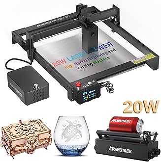 ATOMSTACK A20 Pro 20000mW Laser Engraver and Cutter, 20W Laser Engraving Cutting Machine with Air Assist Kit and R3 Rotary Roller,Laser Engraver for Wood and Metal, Vinyl, Acrylic, Glass