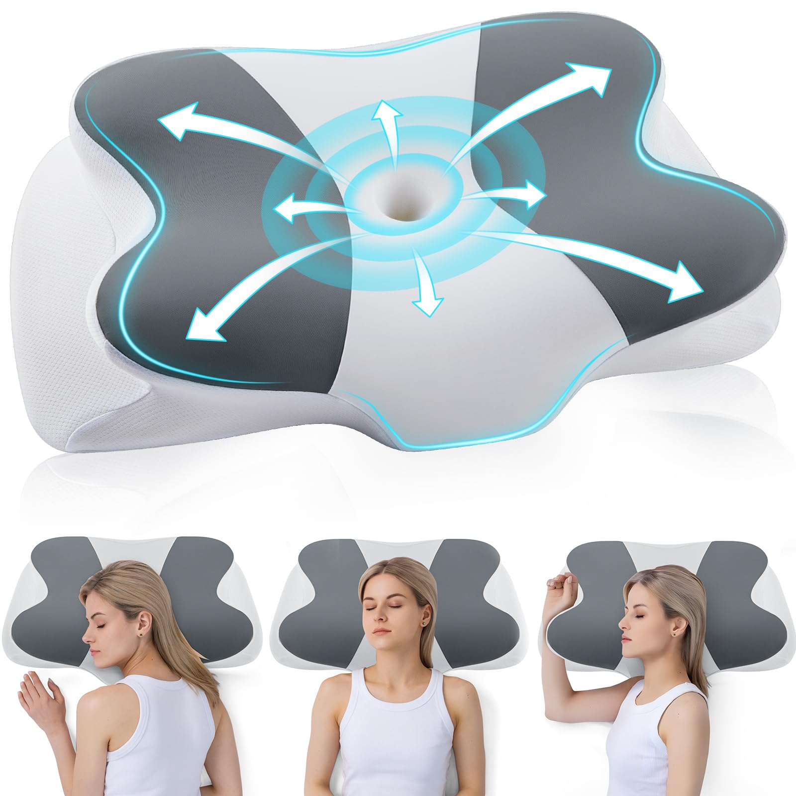 DONAMA Nackenkissen Kopfkissen Memory Foam Kissen,Schlafkissen für Seiten Rücken & Bauchschläfer