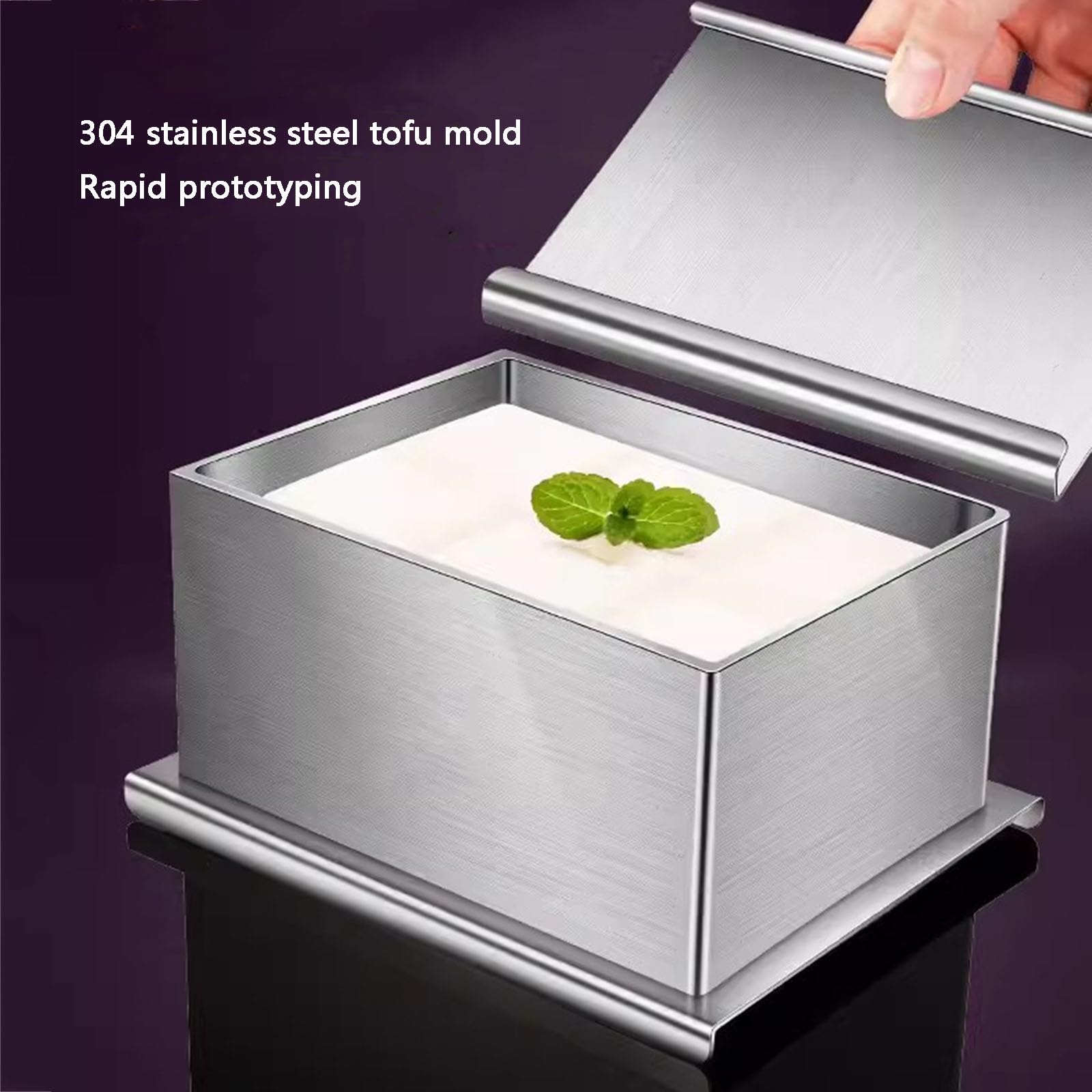 Tofu-Pressform, Veganer Tofu-Presser aus Edelstahl 304, Küchen-Tofu-Herstellungsform, für festen oder extra festen Tofu, spülmaschinenfest, 18 x 14 x 9,5 cm