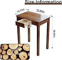 Vista 2 de Escritorio de madera maciza con cajones, escritorios estrechos de 24 x 16 pulgadas, escritorios modernos de madera de caucho de mediados de siglo