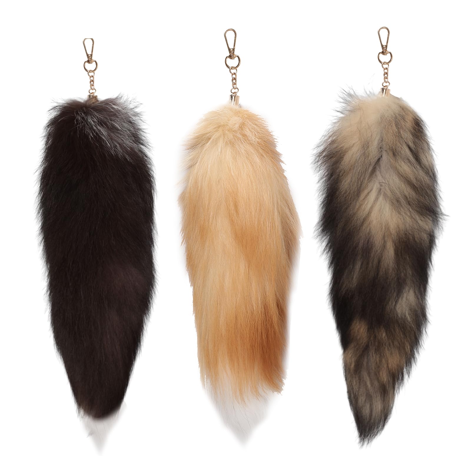 YAIZLBCAFurry Fox Tail Fur Keychain Cosplay Fox Cat Costume Therian Wolf Tails Bag Charm Fluffy Key Chain