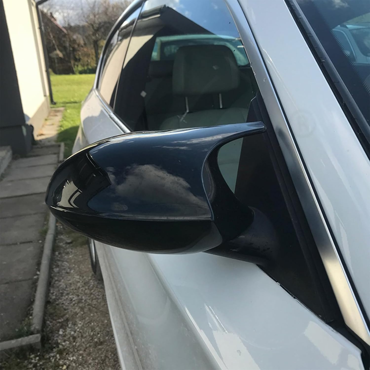 Side Mirror Cover Caps Compatible with B-MW E90 E91 2006-2008, E90 E91 Pre-LCI Door Rearview Mirror Cap Replacement for 328i 325i,Bonus Blind Spot Mirrors Included (Glossy Black)