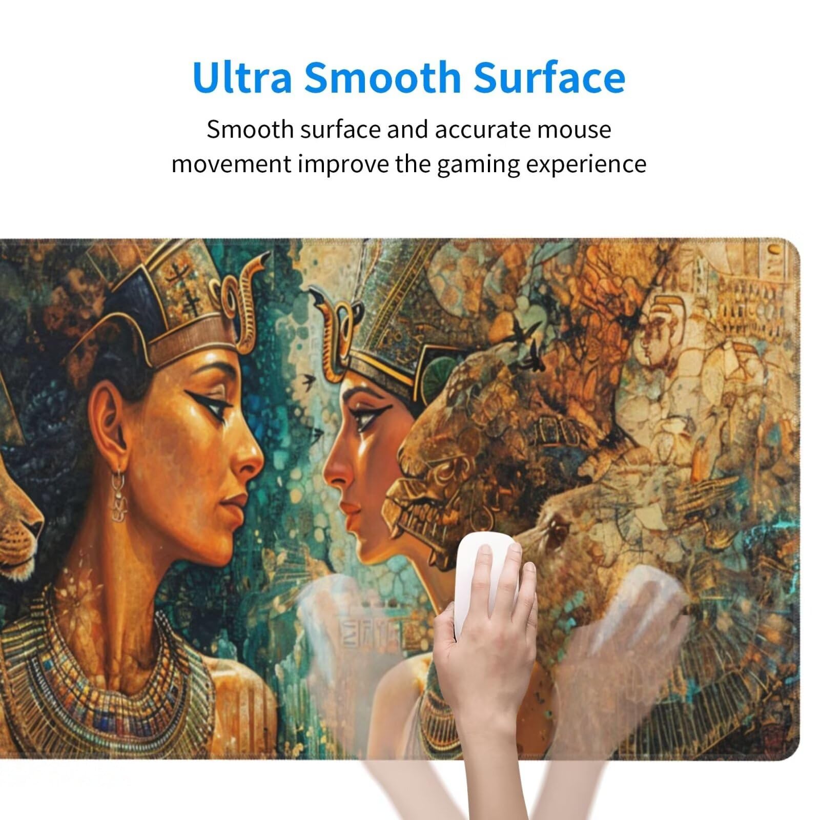 Alfombrilla Ratón Vintage Alfombrilla Ratón XXL 1600 x 800 mm, Egipto Mouse Pad Gaming con Bordes Cosidos, Impermeable Mousepad XXL Base de Goma Antideslizante Duradera, Mouse Pad para Oficina Q268