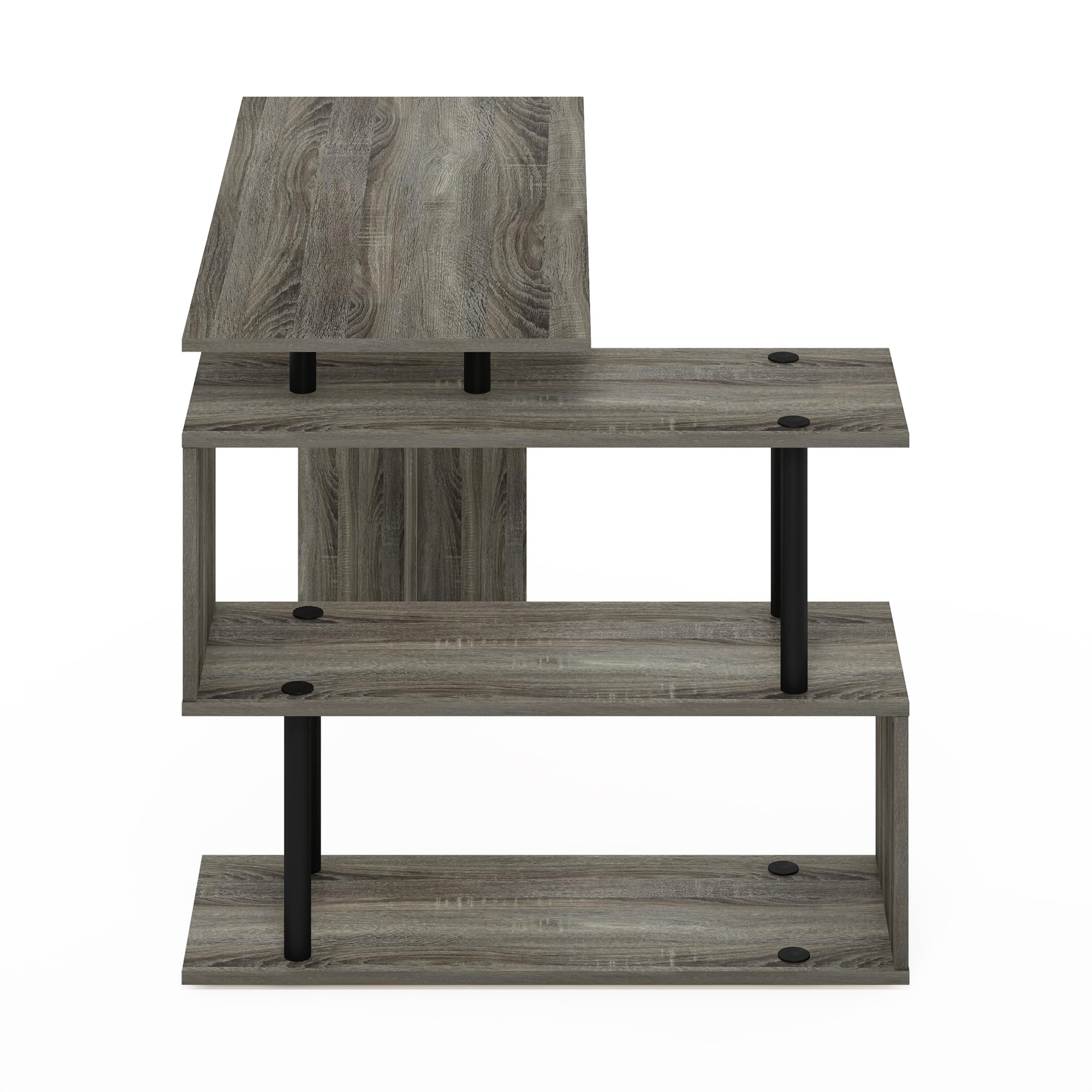 Furinno Komputer w kształcie litery L, biurko, do nauki, drewno inżynieryjne, dąb francuski/czarny, 100,1 (szer.) x 72,4 (wys.) x 80 (gł.) cm