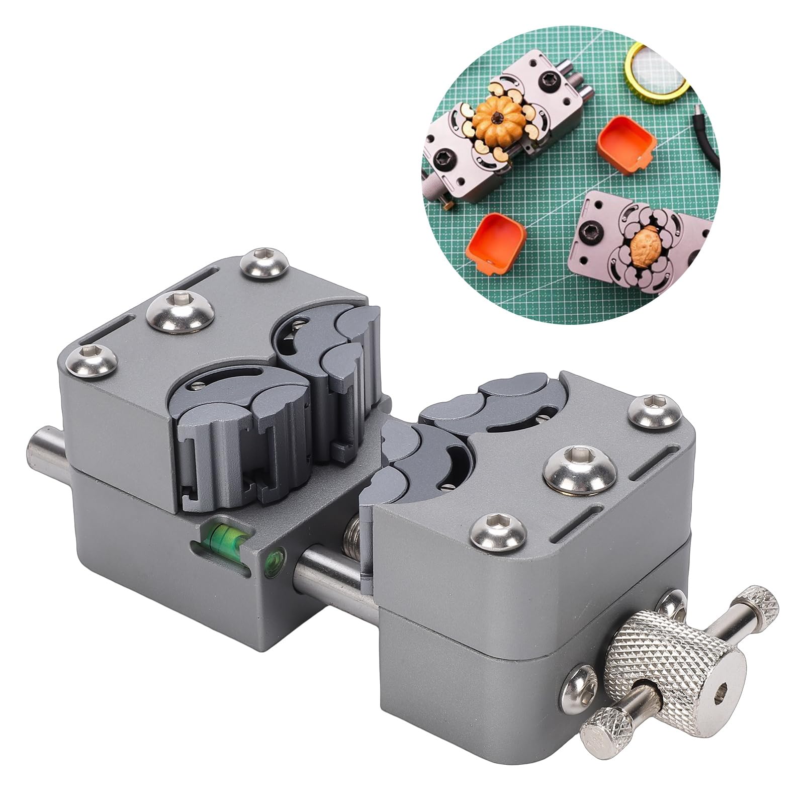 Denash Fraktaler Schraubstock, Mini-Schraubstock aus Edelstahl 304 mit Rutschfester Silikonbasis und Mehrbacken-Design, für Handwerkliche Elektronikreparaturen und Metallbearbeitung (Edelstahlfutter)