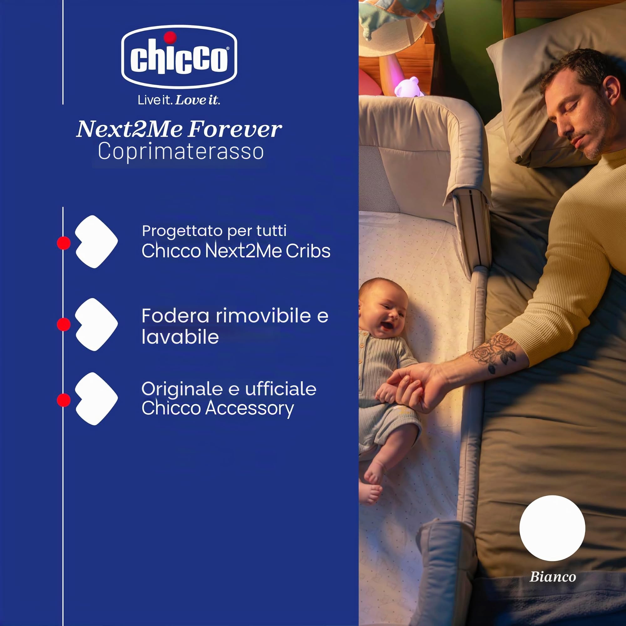 Chicco Next2Me Forever Coprimaterasso igienico in spugna bianco
