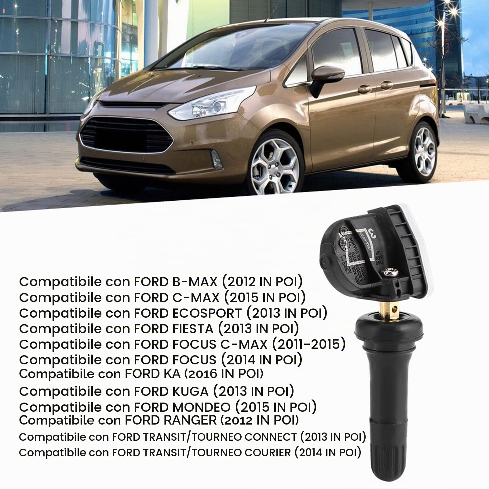 4 Sensori di Monitoraggio della Pressione dei Pneumatici TPMS 2036832 Adatti, per Ecosport, Focus