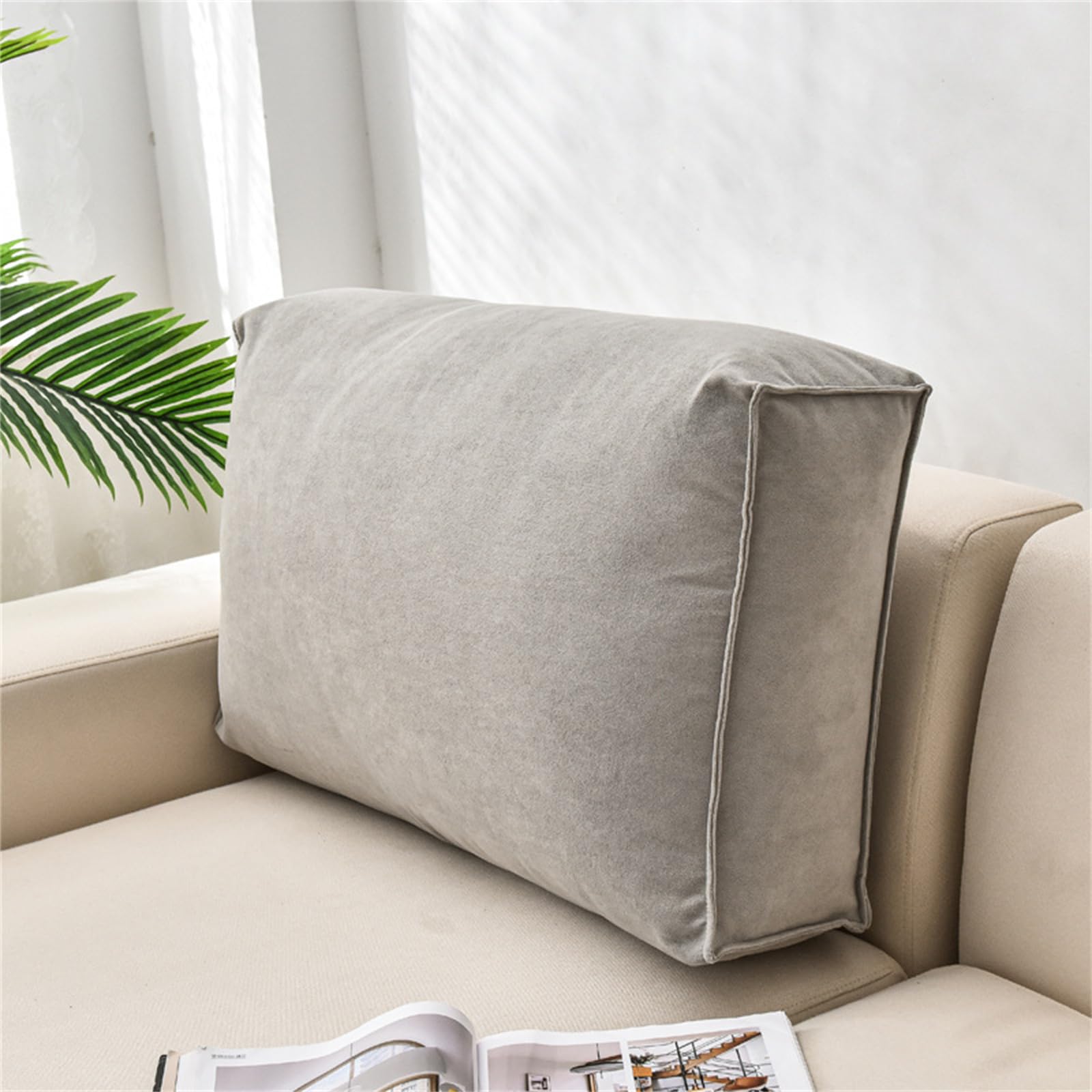 Morbuy Cojin Lectura de Respaldo para Cabecero de Cama, Respaldo Cama Suave Almohada de Lectura Cómodo Cojin Lumbar Respaldo Sofa Extraíble (Gris Oscuro,70x12x45cm)