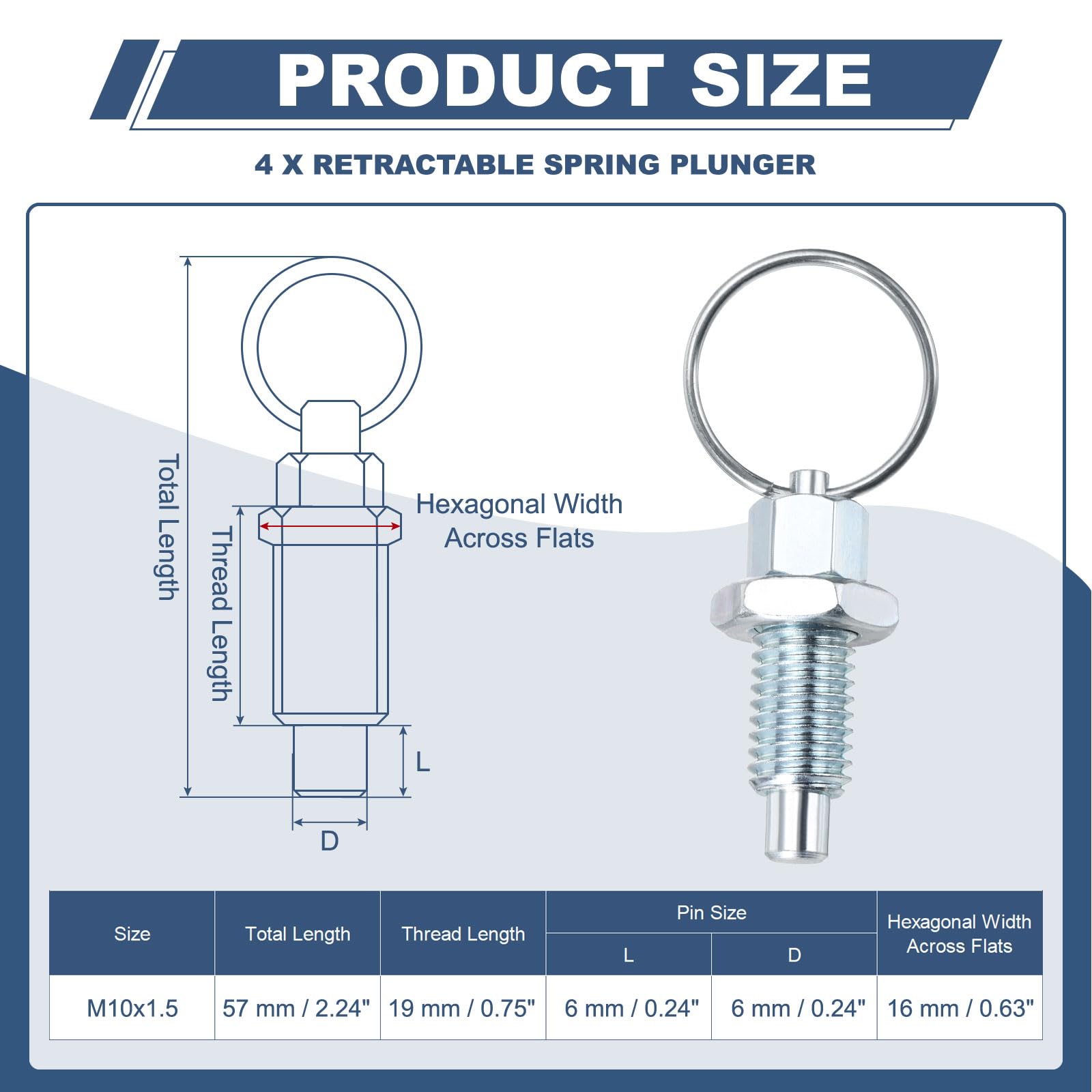 PATIKIL 4 Pcs Spring Plunger with Pull Ring - Image 2