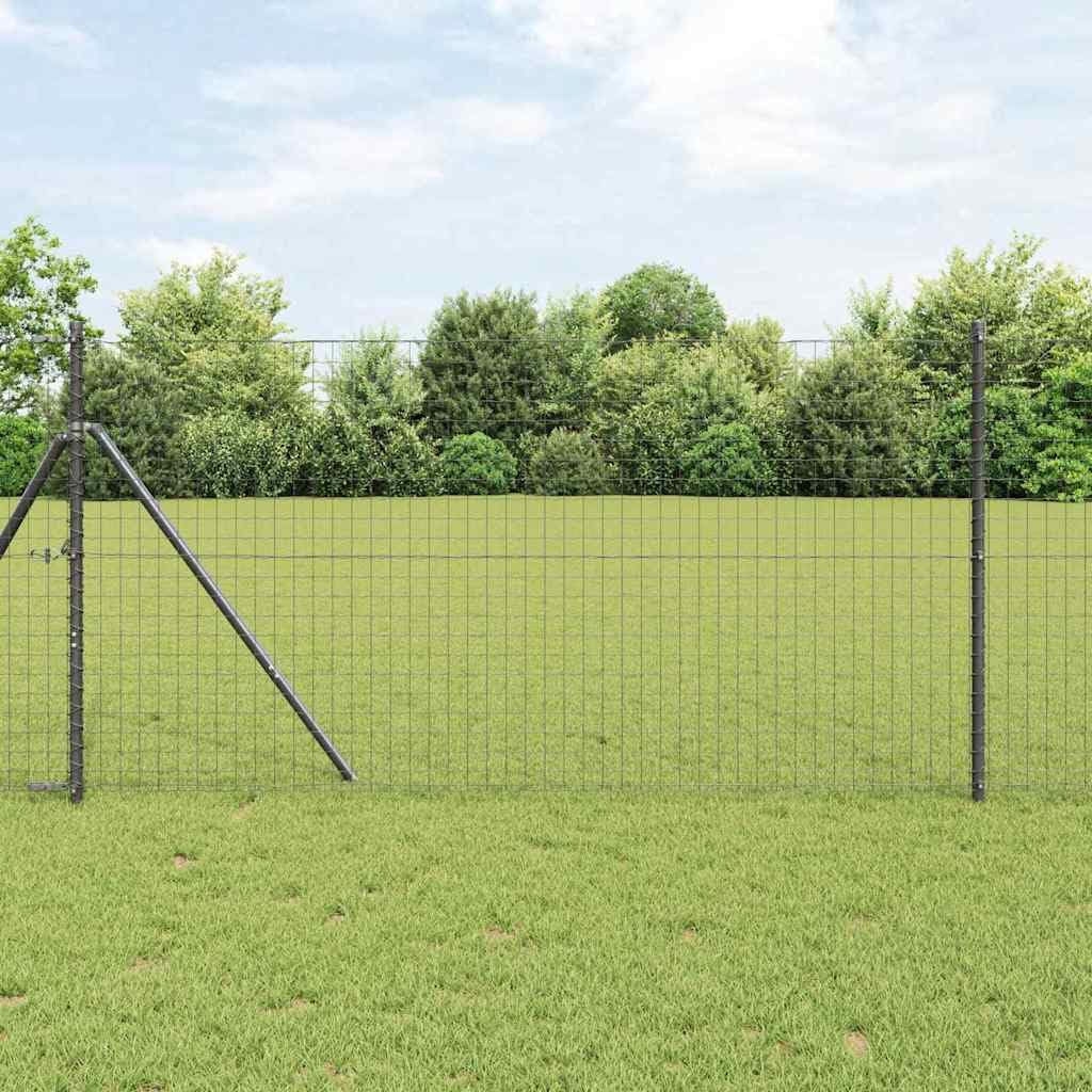 Mangloder - Postes de valla incrustados de acero con recubrimiento en polvo, 52 unidades, color gris, con tapas de plástico y elementos de fijación para jardín, terraza y exteriores para limitar la
