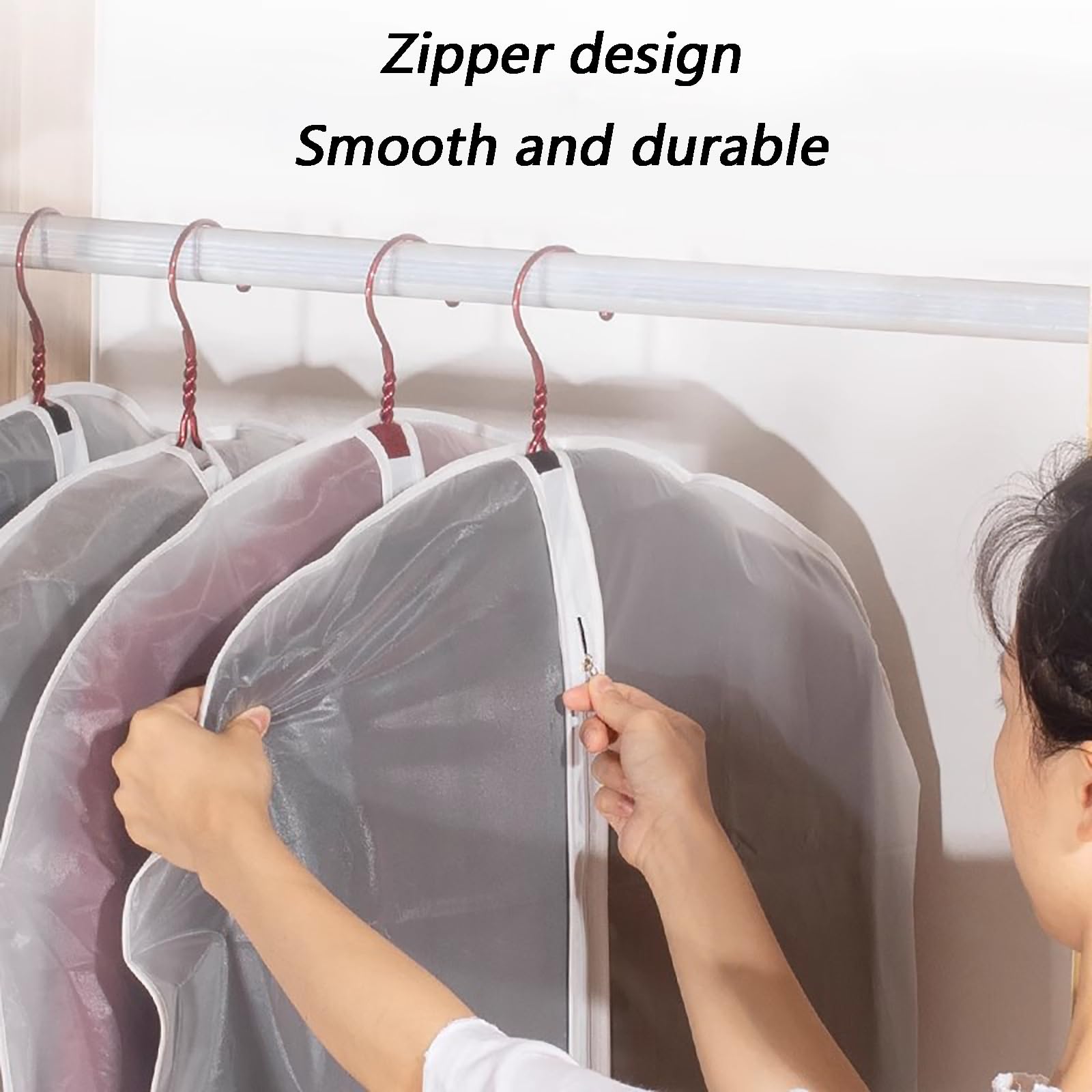 Funda para Perchas, Paquete de 10 Fundas for Ropa con Cremallera, Ahorro Espacio, adecuadas for Abrigos, Vestidos y Chaquetas(60 * 100cm/24 * 39in)