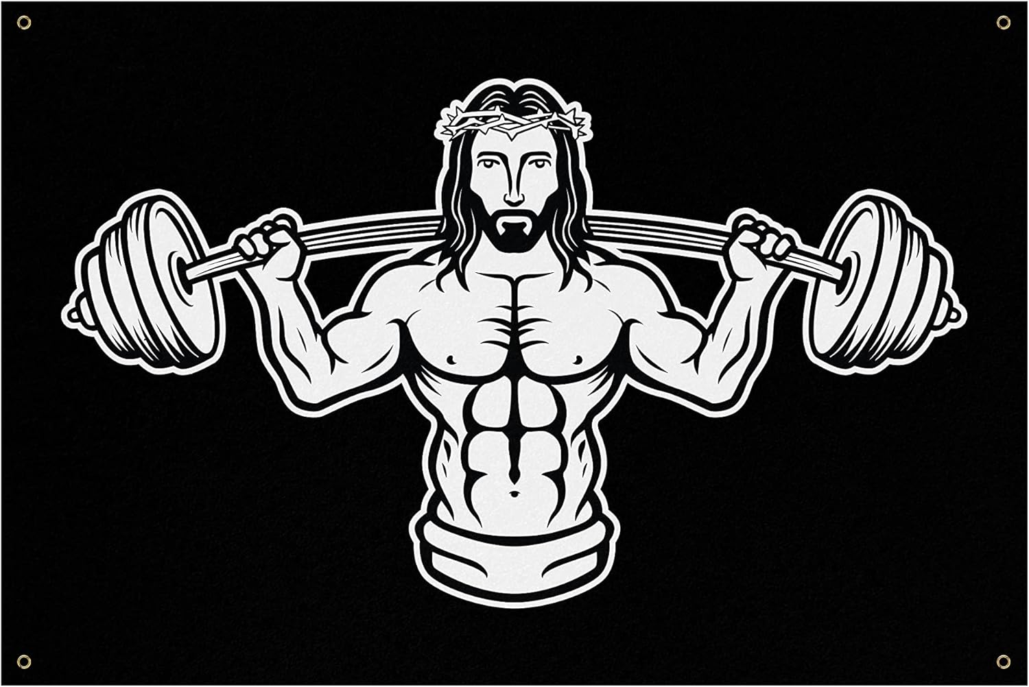 Damdekoli Jesus Christ Weights Banner - Home Gym Decor - Large Quotes Wall Art - Motivational Fitness Weightlifting - Christian (18 x 24 Inches)