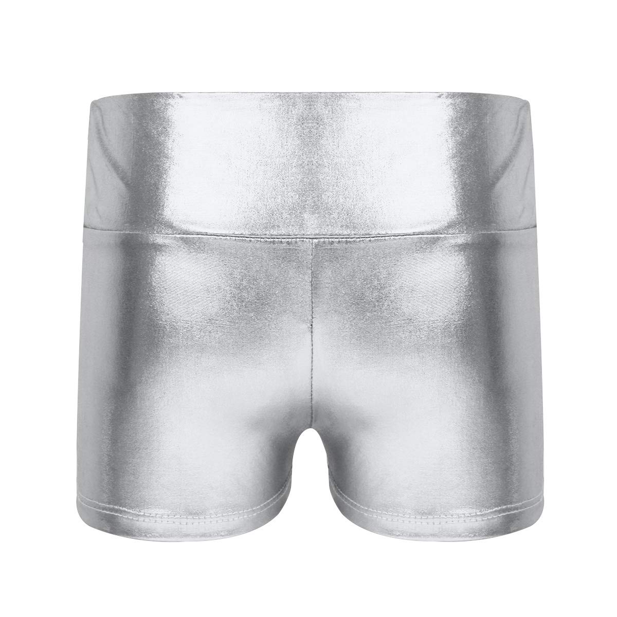 inhzoy Pantalones Cortos de Danza Yoga para Niña Shorts Deportivos de Gimnasia Fitness Charol Metálico Cintura Alta Ropa de Baile Moderno Hot Shorts