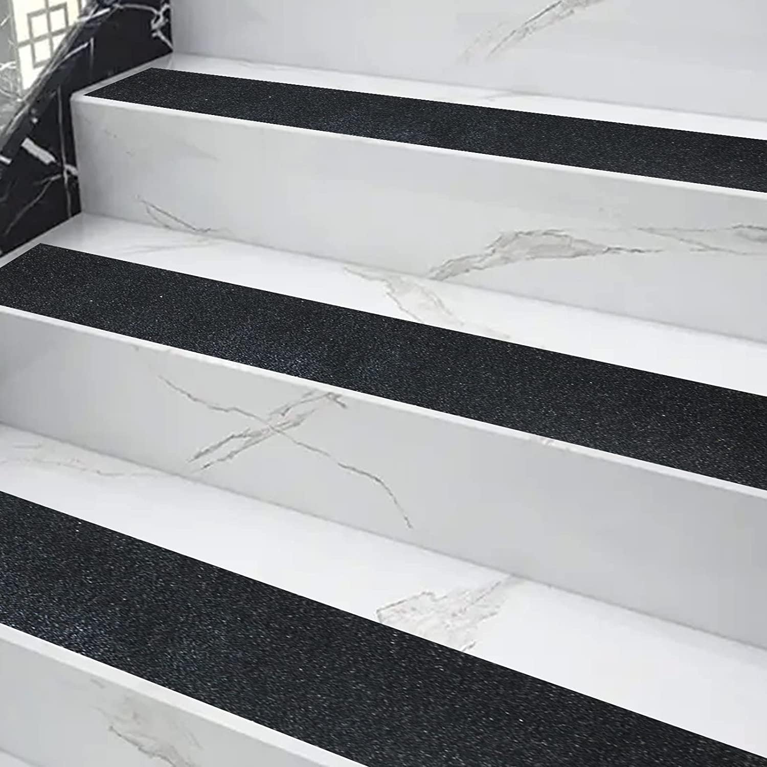 CHUANGSEED Nastro antiscivolo nero 10 cm x 10,6 m High Grip antiscivolo per scale, gradini, per interni ed esterni (nero 10 cm x 10,6 m) (30 cm x 10,6 m)