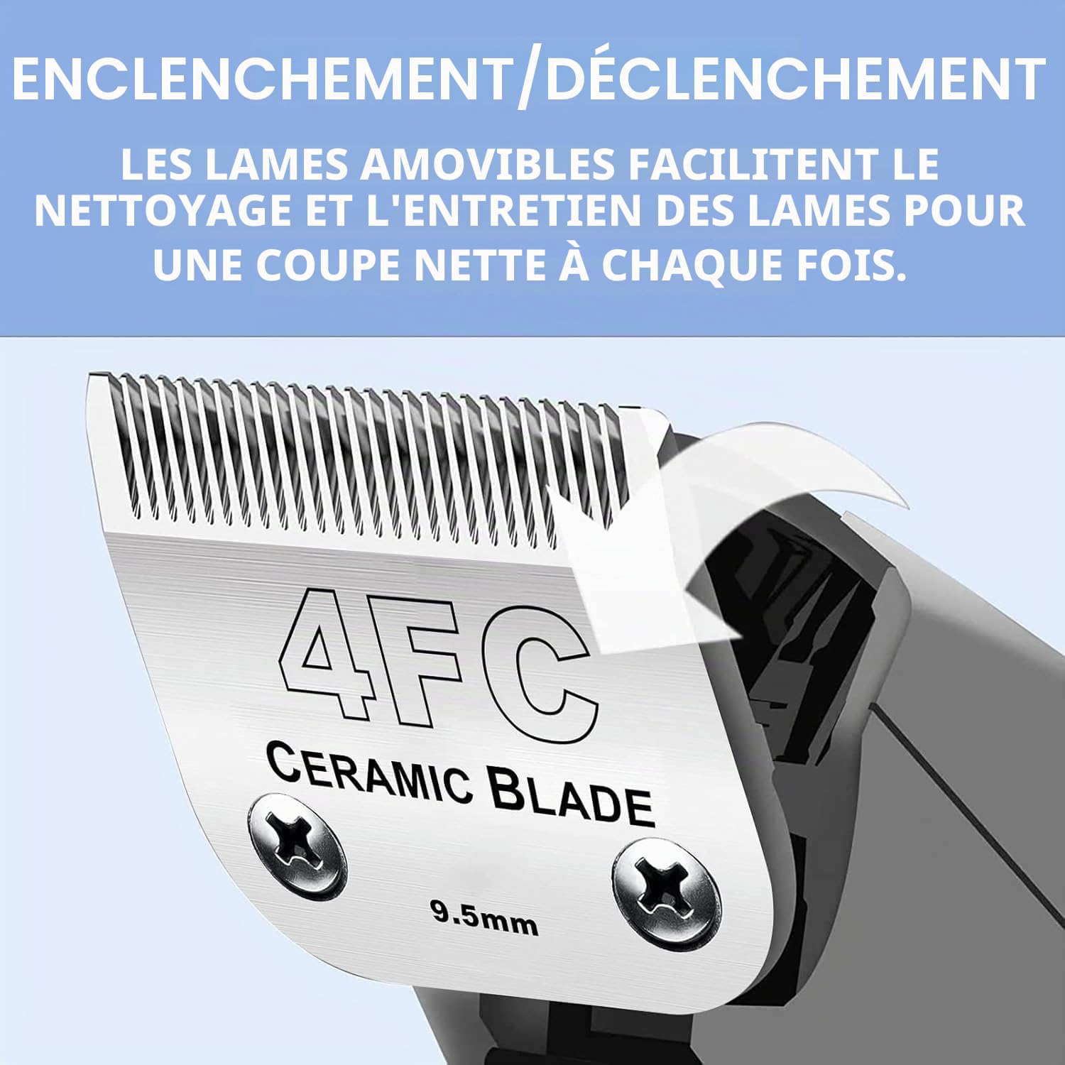 Lames de rechange pour tondeuses pour animaux, adaptées aux modèles Andis, Oster A5, Wahl, Heiniger, Moser Max 50 et autres. Taille 4FC# (9,5 mm), lot de trois