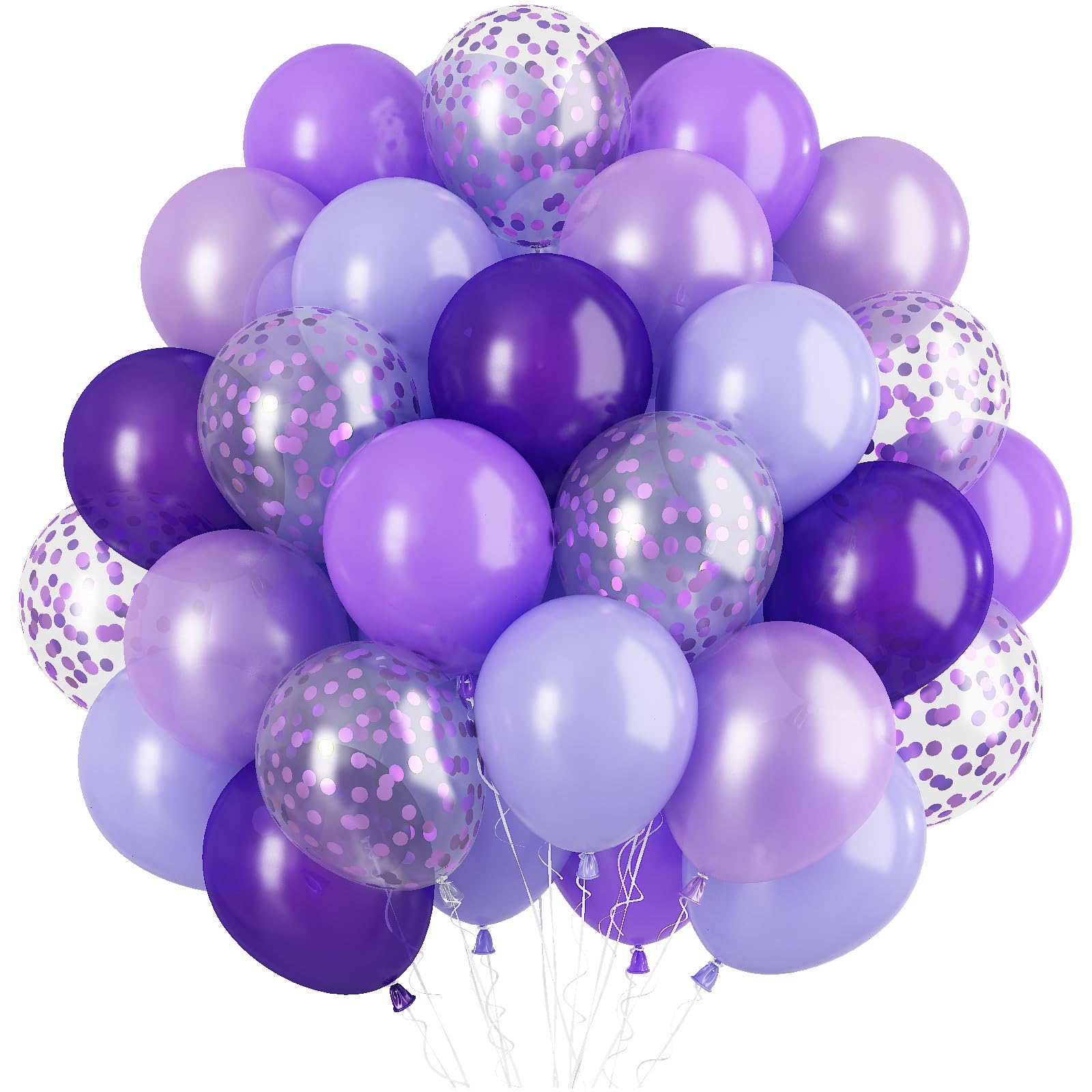 Purple Balloons 50 Packs 12 Inches Dark and Light Purple Metallic Purple Balloons and Purple Confetti Balloons Purple Birthday Decoration, Bridal Shower, Wedding, Baby Shower Girls Women Graduation