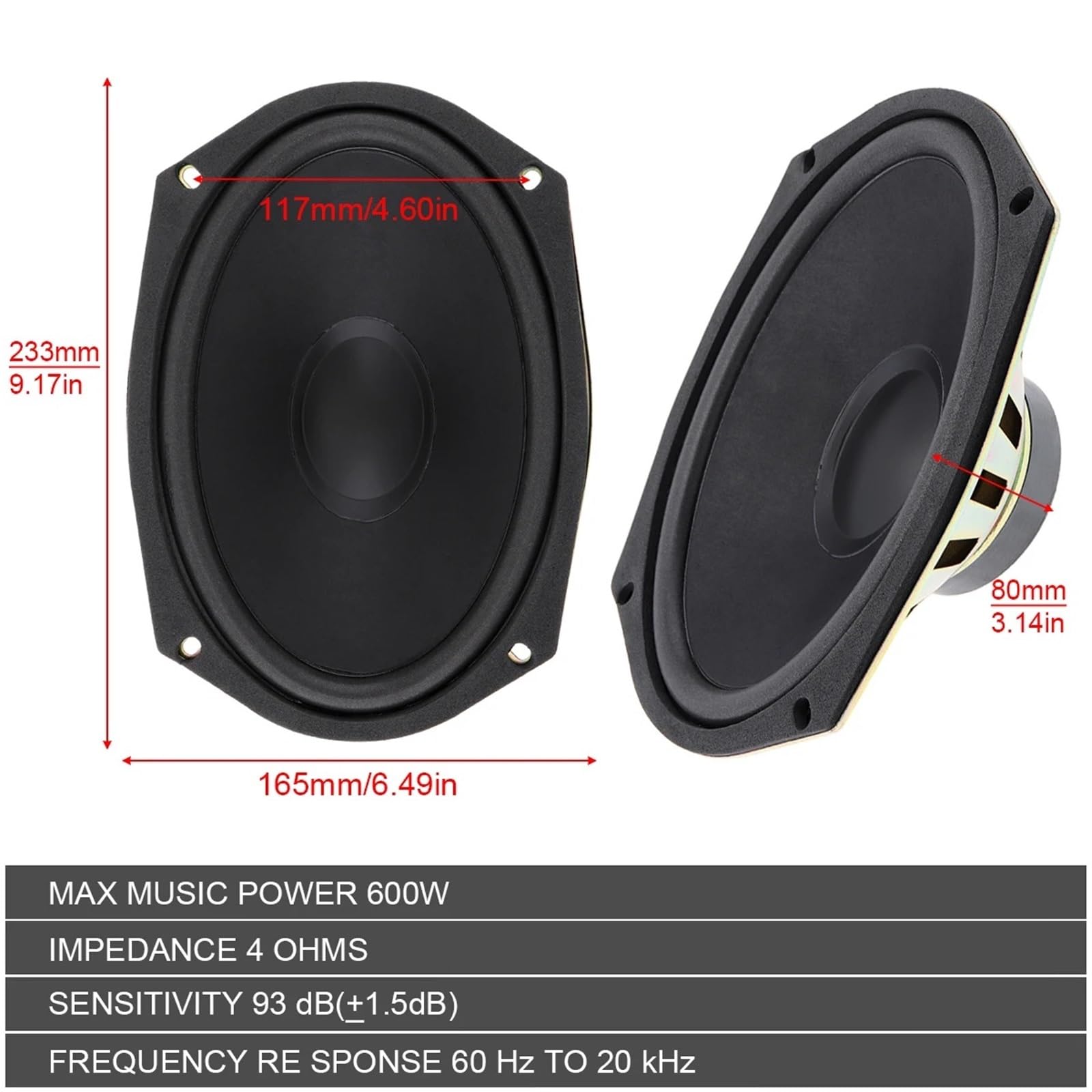 1 sztuka 6x9 cali 600 W 12 V głośniki samochodowe uniwersalny subwoofer samochodowy audio muzyka stereo pełnozakresowe głośniki