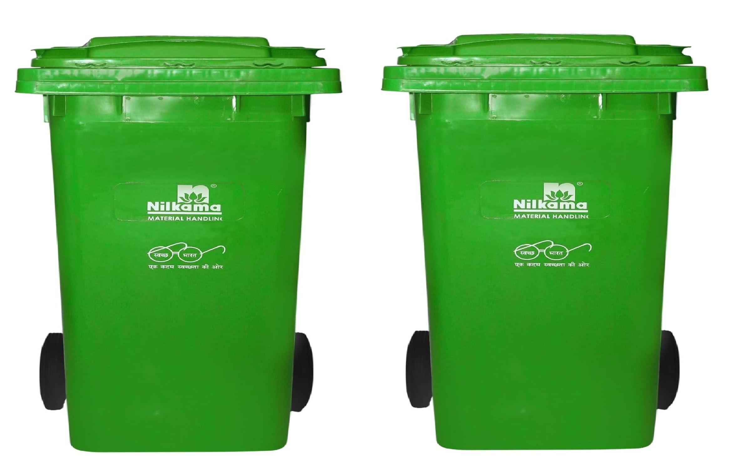 Nilkamal Manual-Lift Garbage Waste Dustbin with Wheels 240 LTR,(Green/Green) Combo-image-22