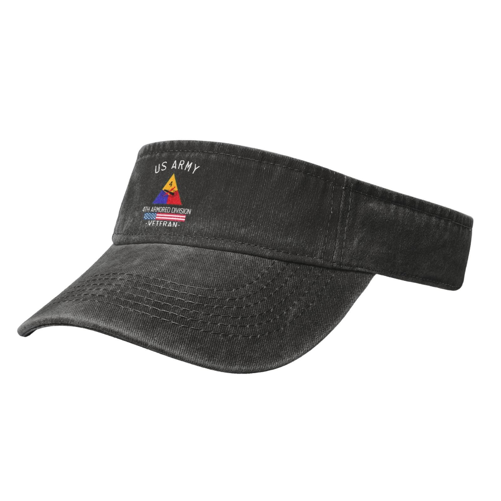 Sun Visor Hats US Army 4th Armored Division Veteran Adjustable Ball Caps Empty Top Baseball Running Tennis for Men Women Outdoor Travel Beach