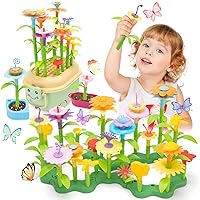 Funsland Fiori Costruzion Giocattoli Bambini 3+ Anni, 2-in-1 Scatola di Archiviazione