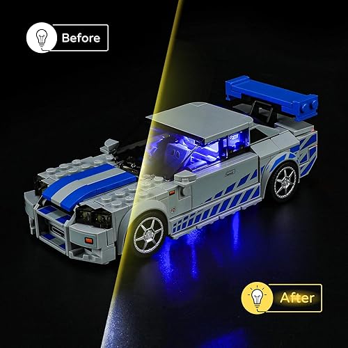 Miniatura 6 de YEABRICKS Luz LED para Lego-76917 Speed Fast 2 Furious Nissan Skyline GT-R Building Blocks Model (Lego Set no incluido)