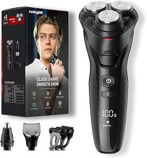 rategist 3-in-1 Cordless Electric Razor for Men: Beard Nose Sideburns Shaver, IPX7 Waterproof, Turbo Speed Precision Blades Travel Kit