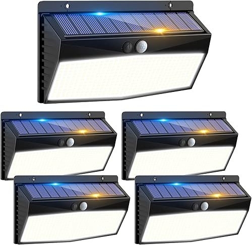 Miniatura 9 de 2 paquetes de 368 luces LED con sensor de movimiento solar para exteriores, luces solares para cercas con 3 modos de iluminación, luces de seguridad
