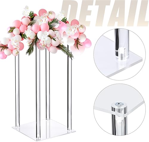 Miniatura 5 de MECCANIXITY Columna de florero de flores de boda, soporte de flores de acrílico de 15.7 pulgadas de alto para decoración de bodas, fiestas, cenas,