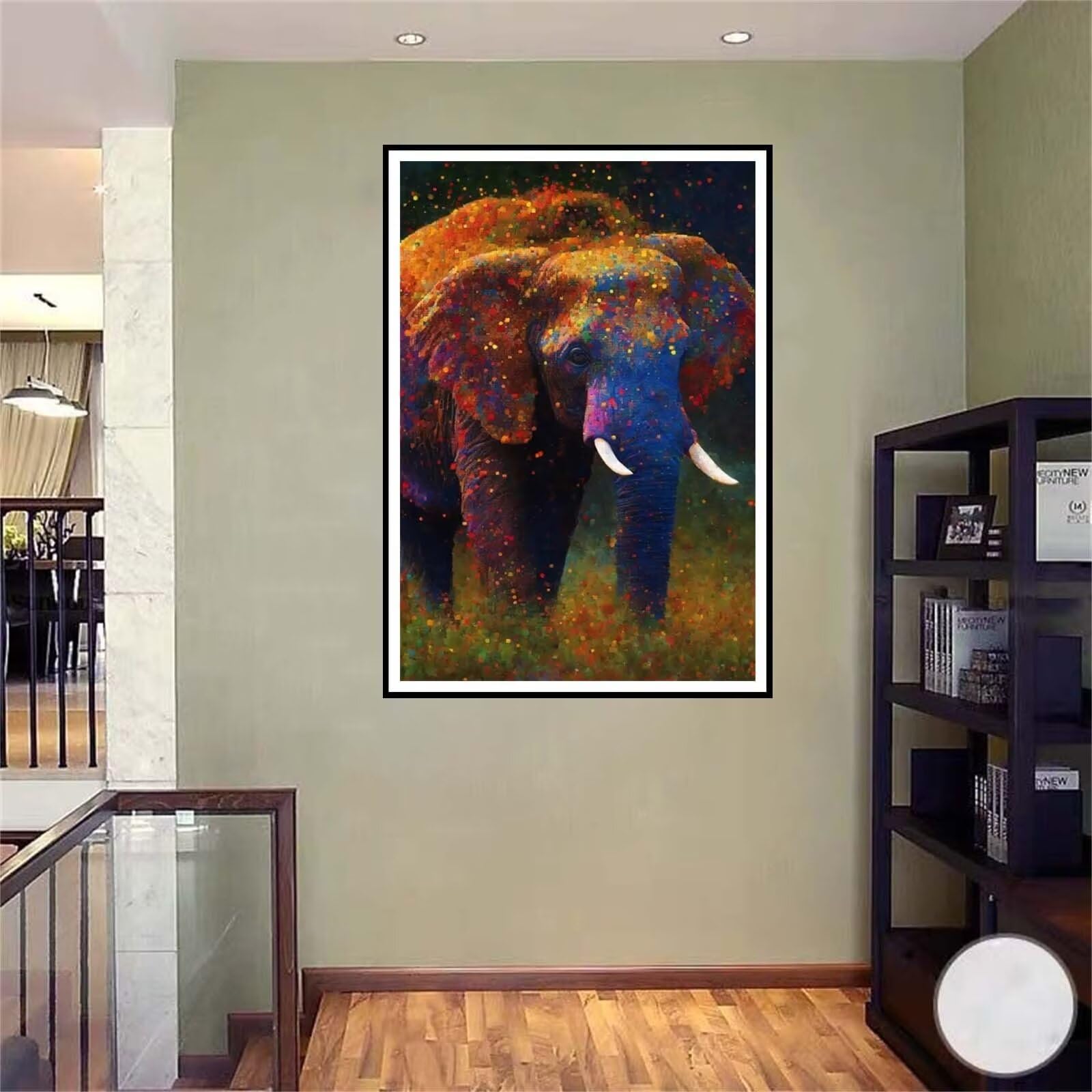 5D DIY Diamante Art Pintura kit Completo, Diamond Painting Adultos Niños Rhinestone Bordado de Punto de Cruz Artes Pintura Painting,Cuadros Decor para Cuarto, Sala de Estar - (Elefante animal) 60x90cm