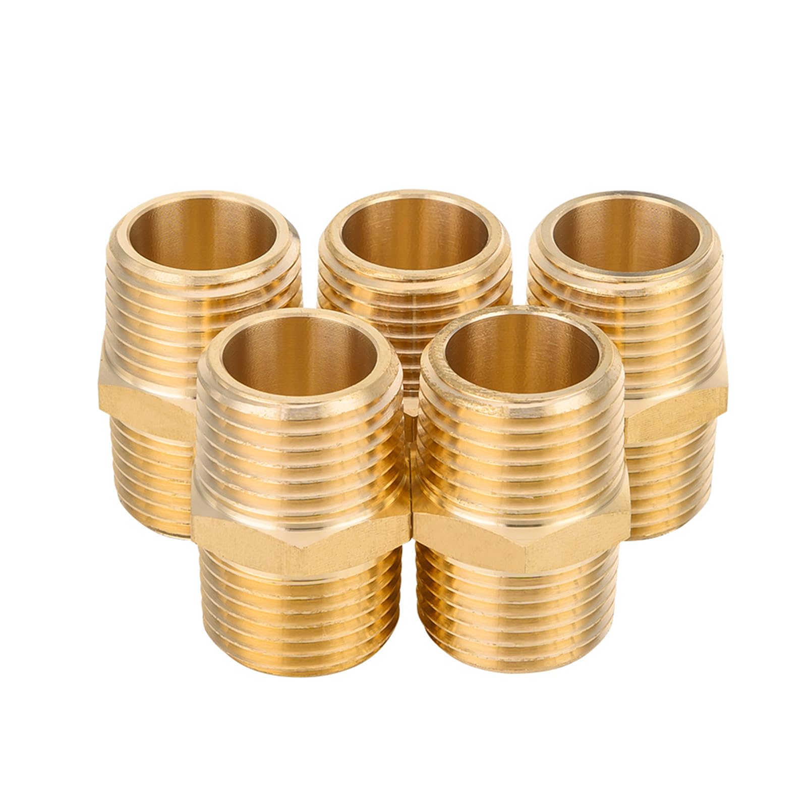 1/4 Hex Adapter GUOFIS Brass Pipe Fitting,1/4"x1/4" NPT Male Hex Nipple - View #7