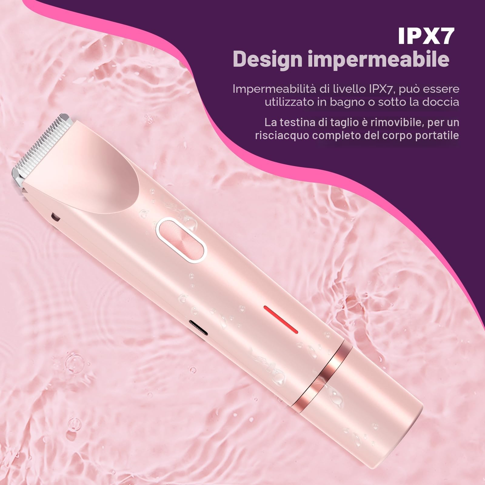 Rasoio Elettrico Donna,2 in 1 Rasoio Elettrico Corpo IPX7 Impermeabile,Rasoio Intimo Donna a Secco e Bagnato,Indolore Rasoio Parti Intimer, facile da pulire