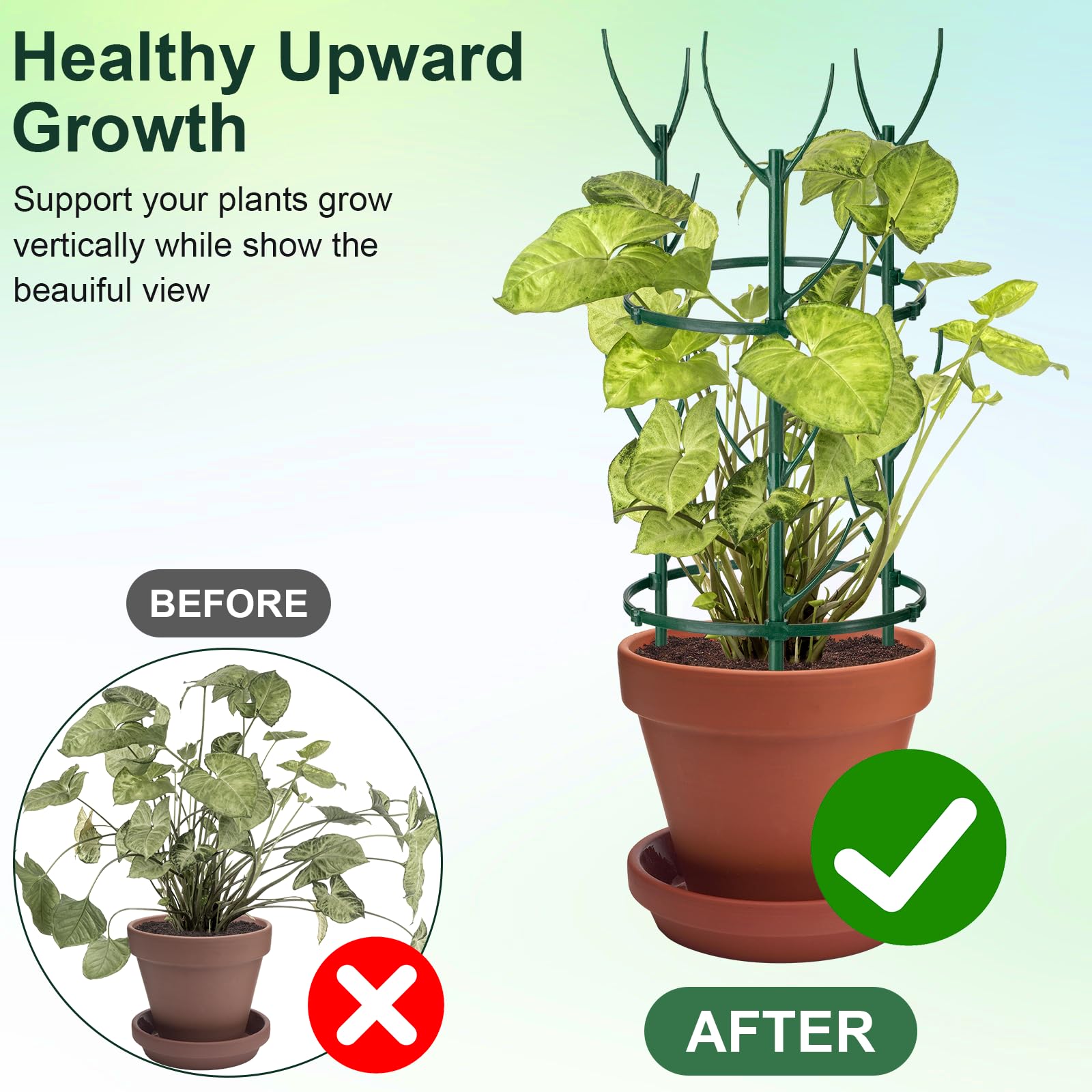 18 Pcs Plant Support Stakes & Plant Cage Support Rings, Plant Supports for Indoor Plants Stackable Plant Holder Stick - Image 4