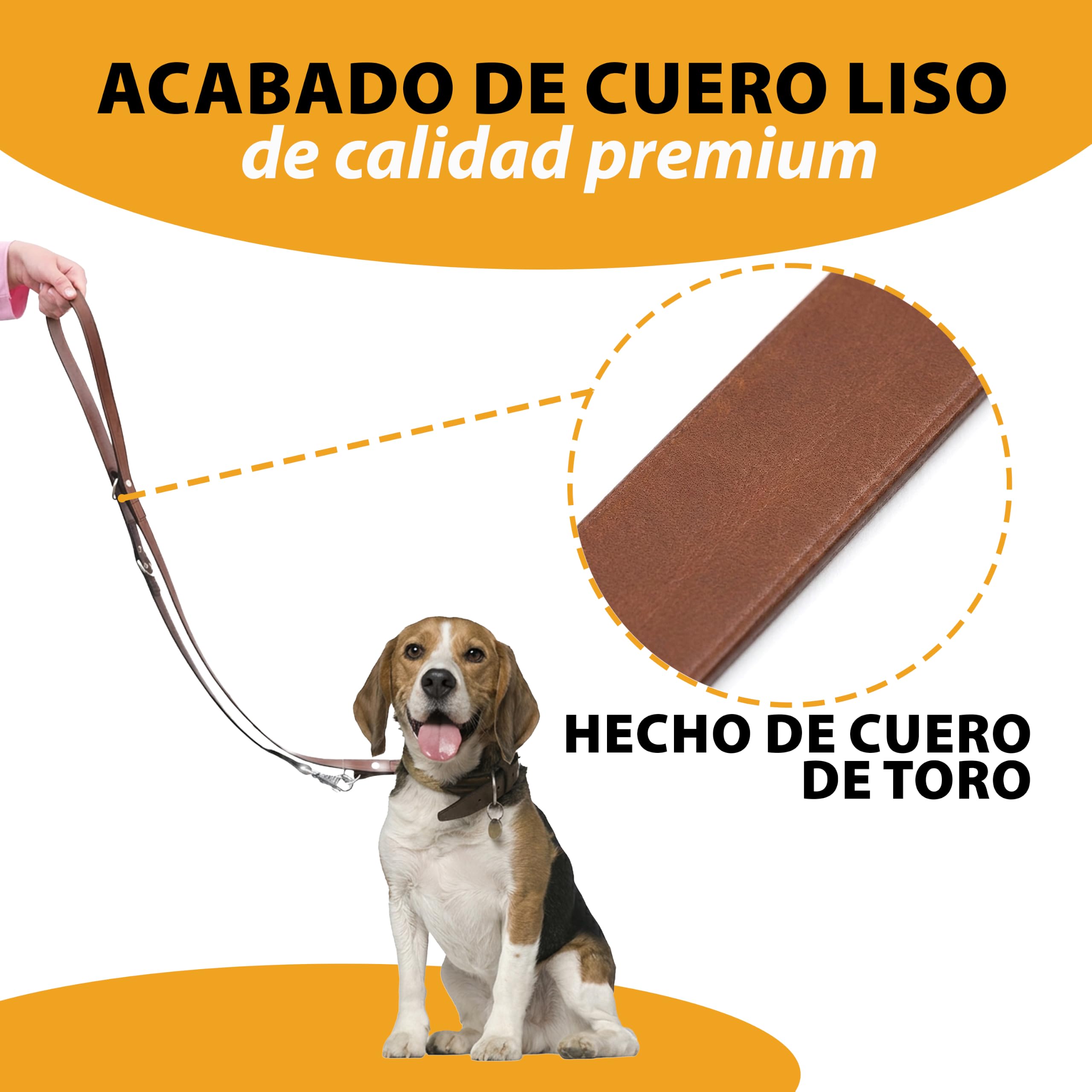 Ferplast 75142958 Correa para El Adiestramiento de Perros VIP Ga18/200, Robusto Cuero de Toro, Longitud Regulable, 18 Mm x L 120 x 200 Cm Marrón